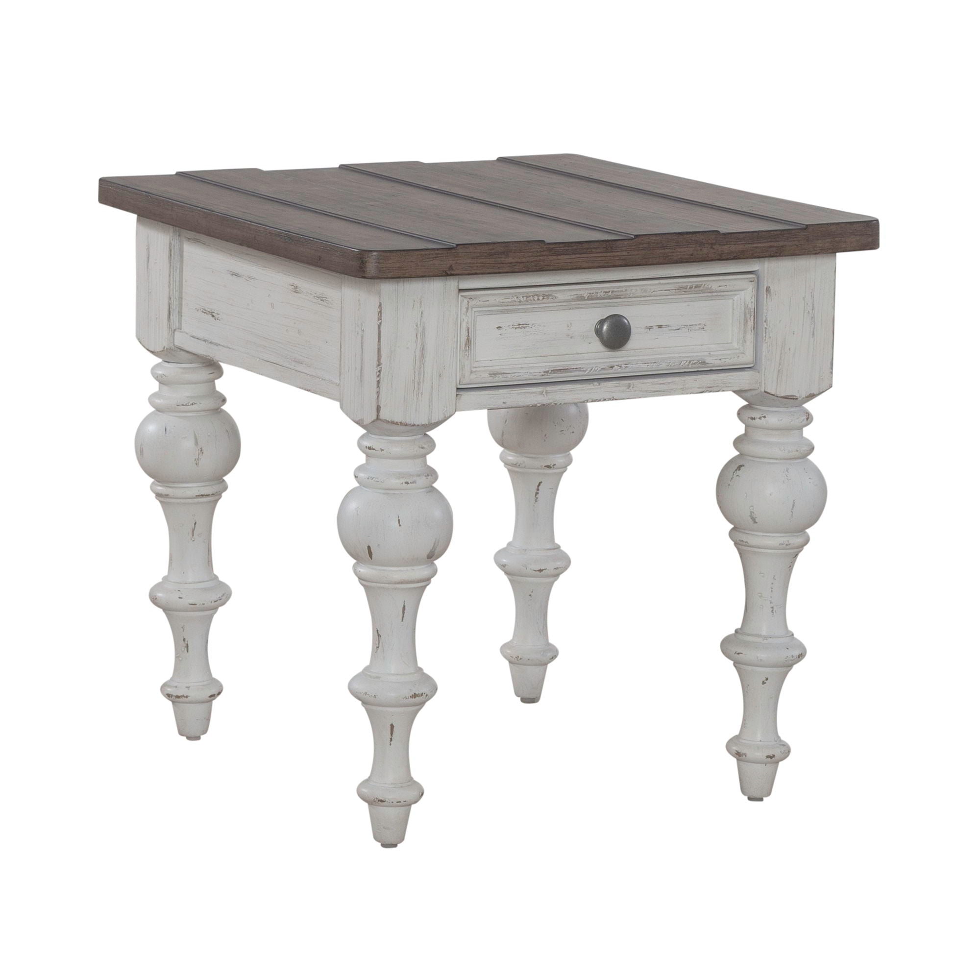 River Place - End Table - Riverstone White & Tobacco