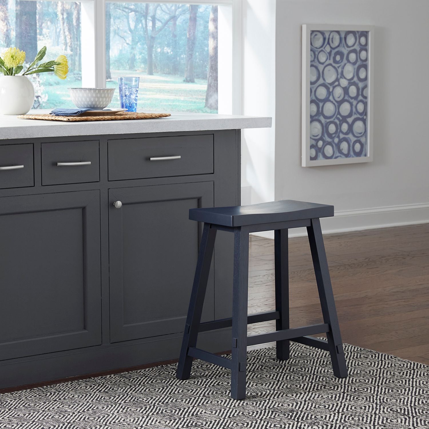 24 Inch Sawhorse Counter Stool- Navy