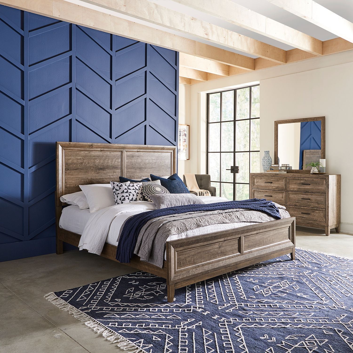 Queen Panel Bed, Dresser & Mirror