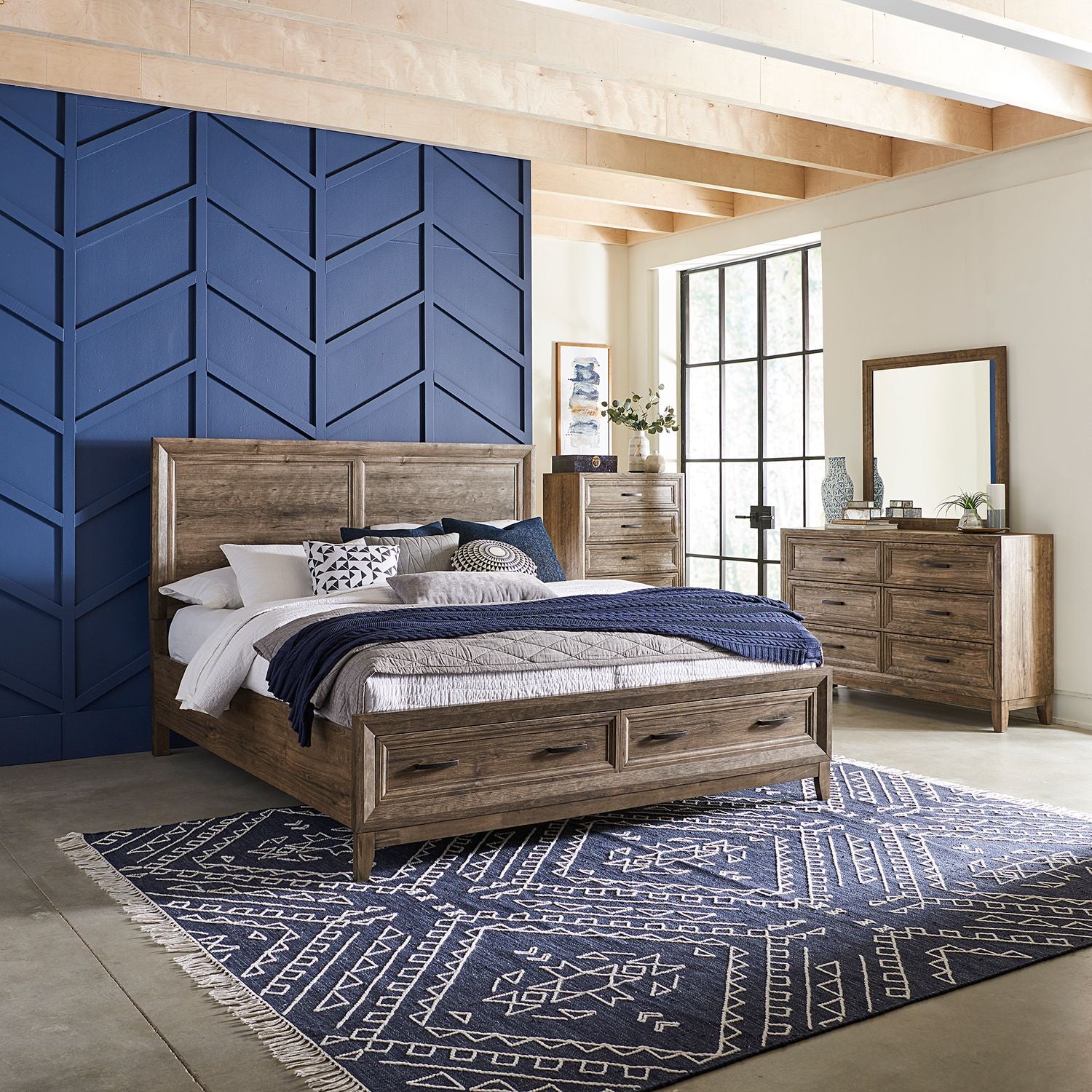 Queen Storage Bed, Dresser & Mirror, Chest