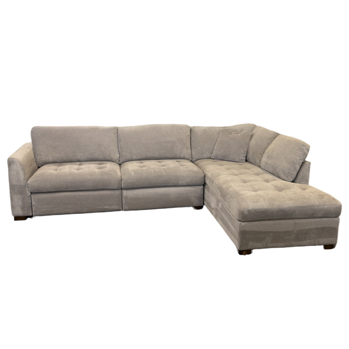 Refurbished Right Arm Facing Bumper Chaise Sectional with Electric Footrest Recliners