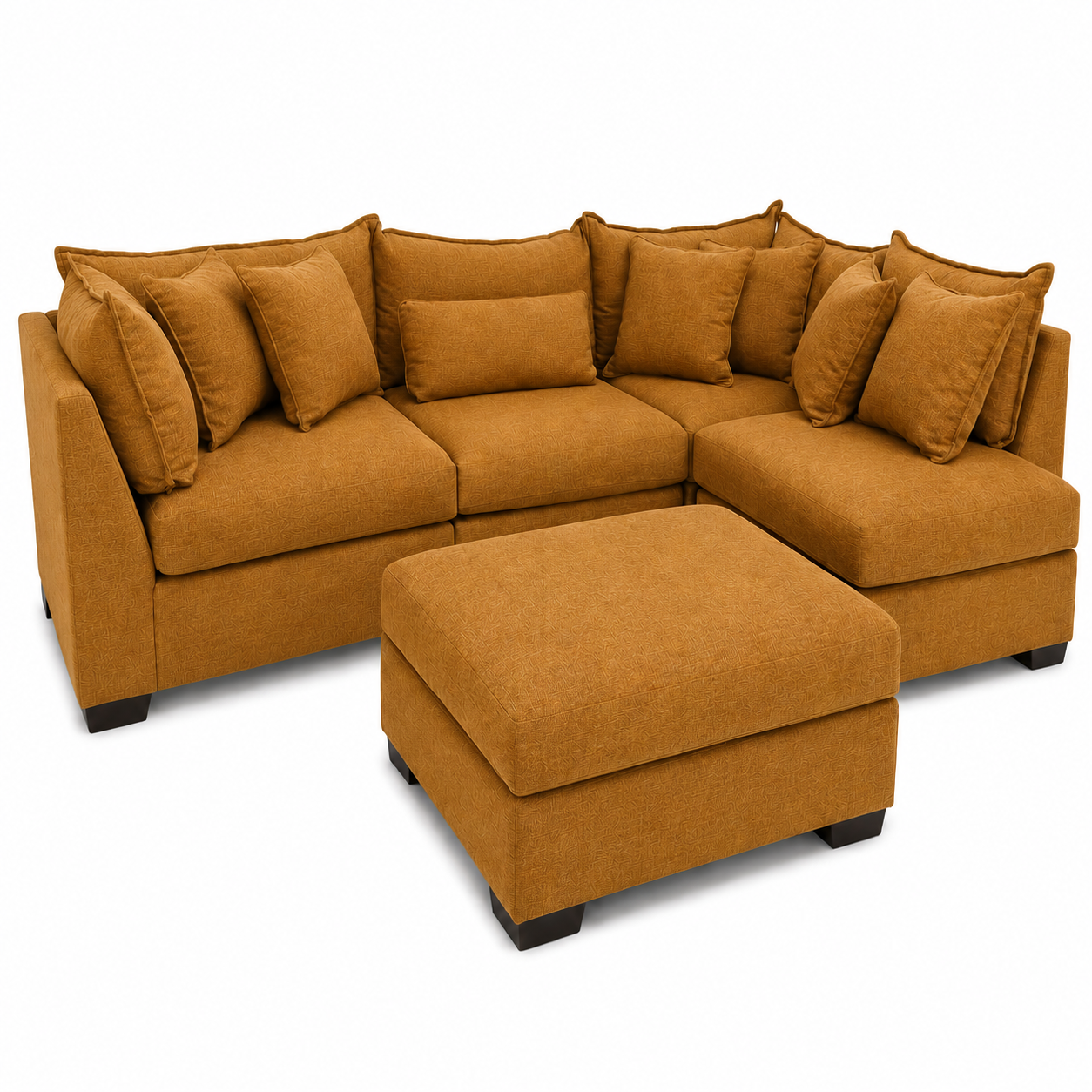 Alina 4 Pc Corner Sectional with Storage Ottoman in Ivory