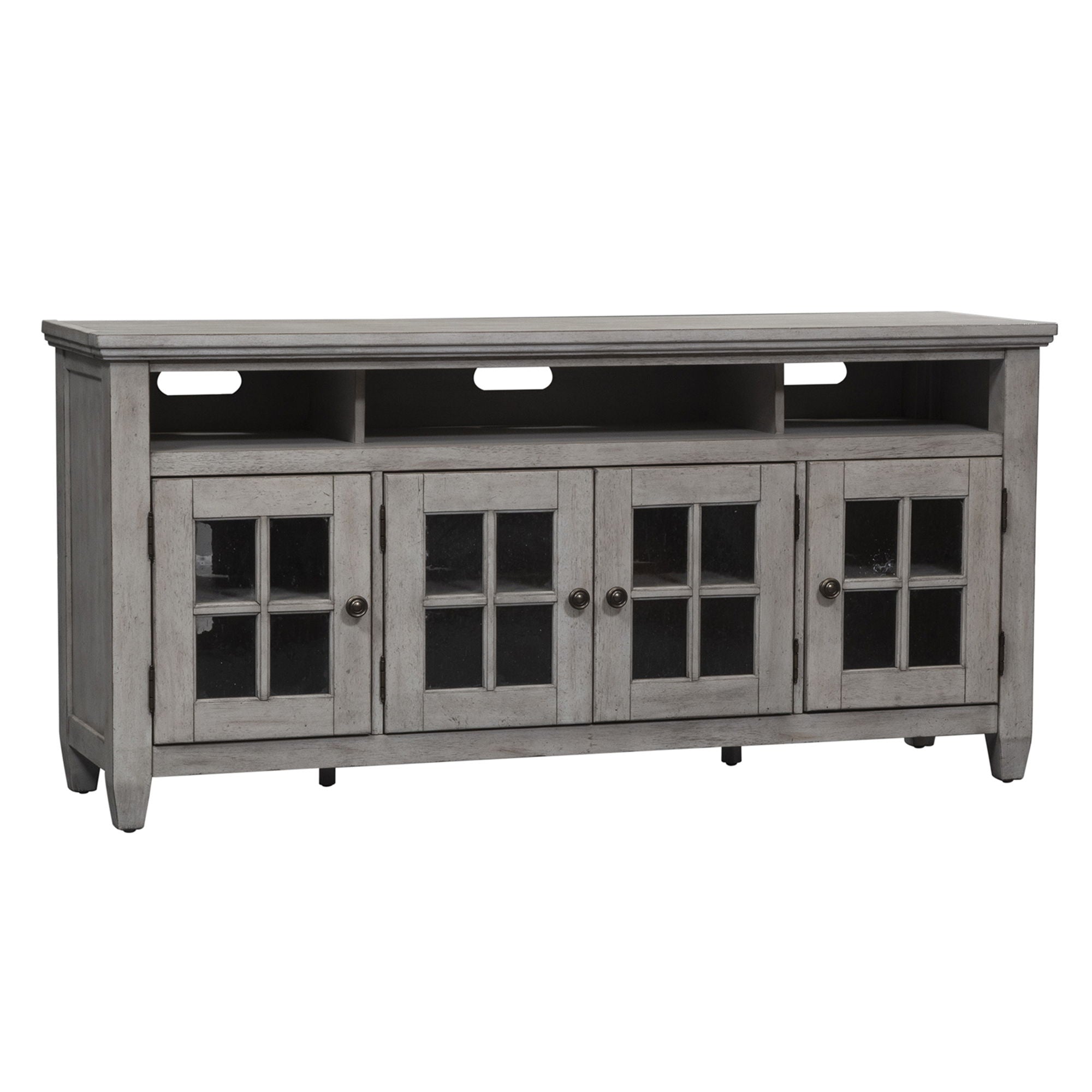 Heartland - Entertainment TV Stand - Antique White / Tobacco Tops