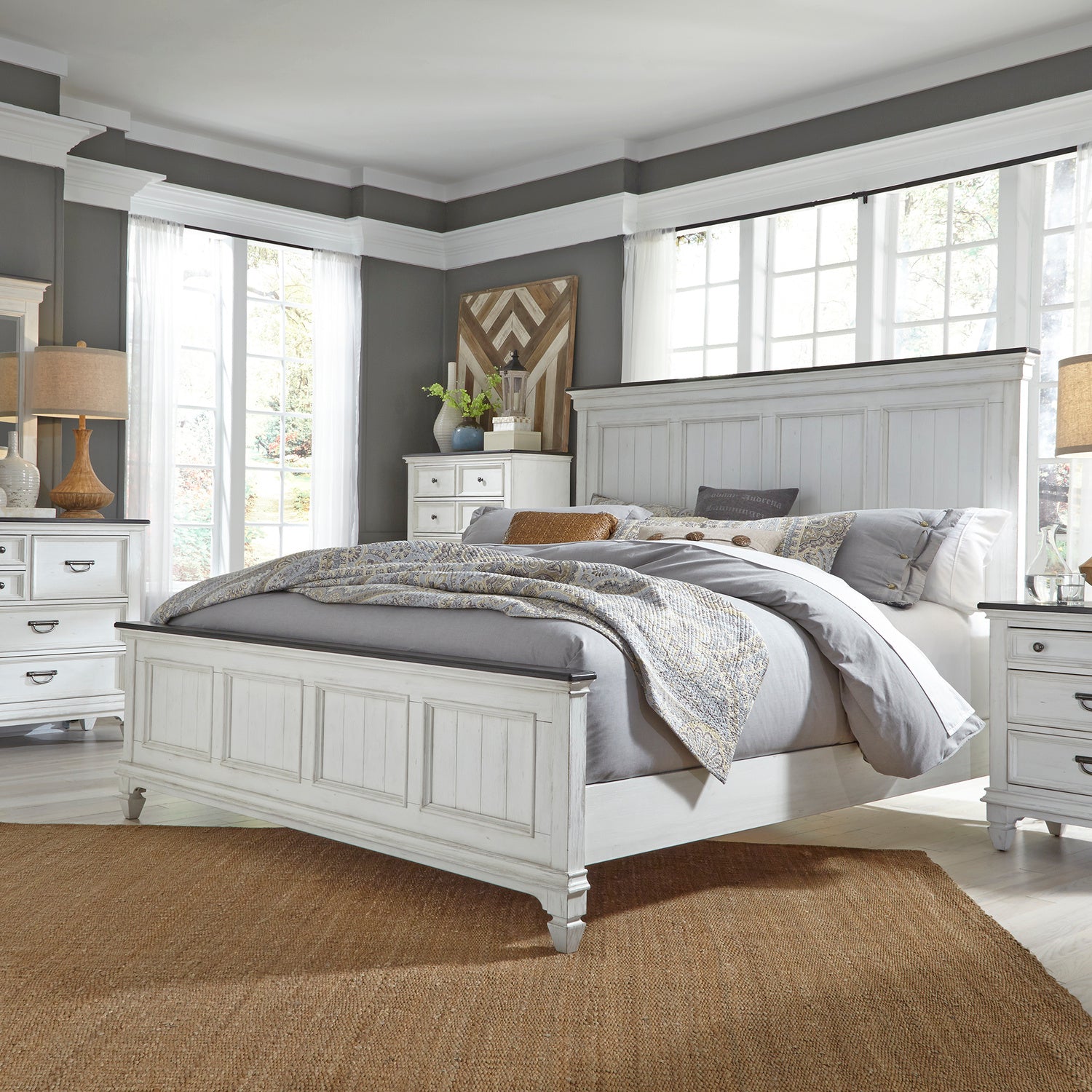 Allyson Park 5-Piece Panel Bed, Dresser, Mirror, Chest & Nightstand Set