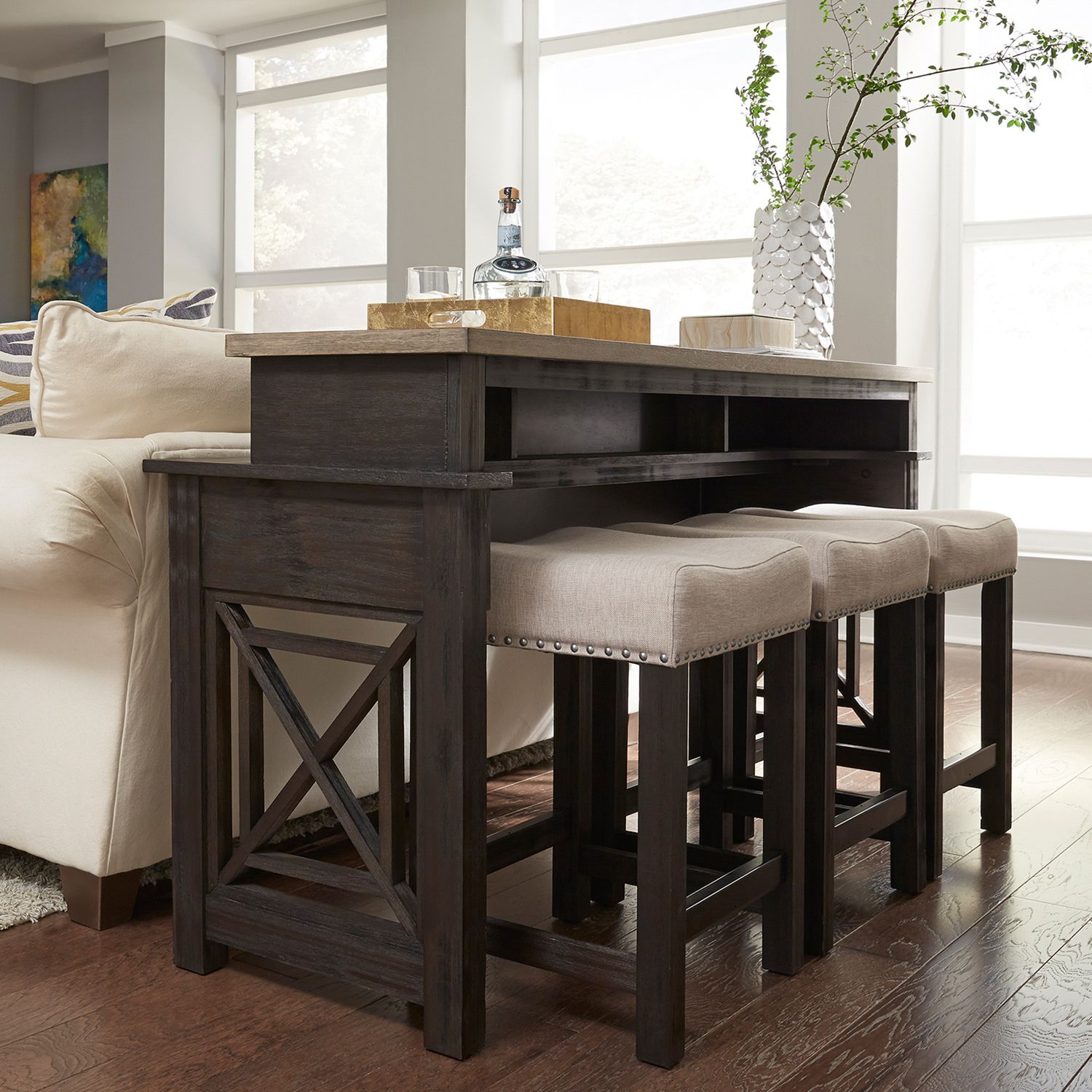 4 Piece Console Set (1-Console 3-Stools)