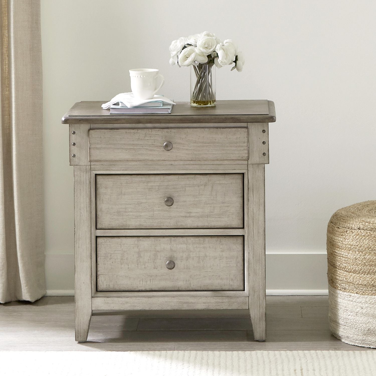 3 Drawer Night Stand w/ Charging Station