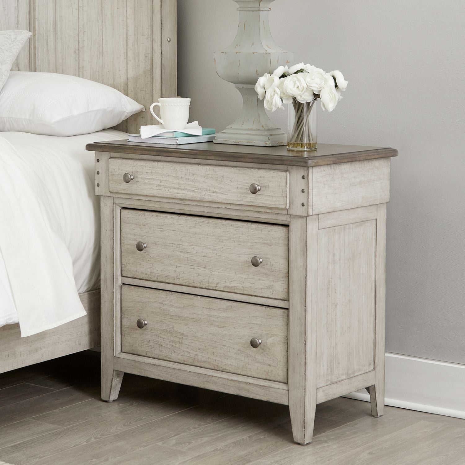 3 Drawer Bedside Chest w/ Charging Station