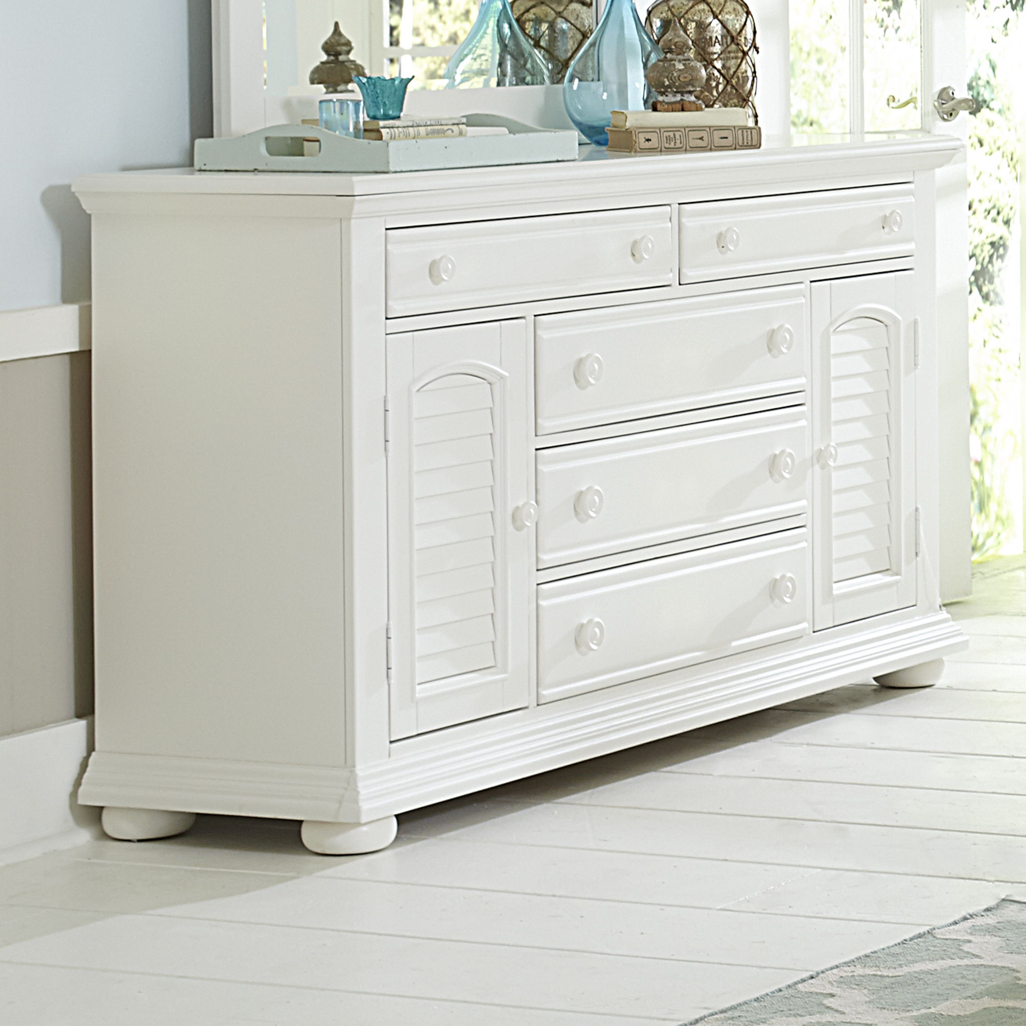Summer House - 2 Door 5 Drawer Dresser - Oyster White