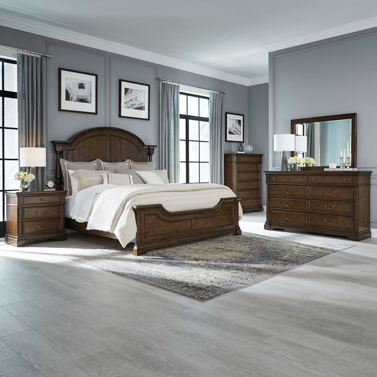 Queen Poster Bed, Dresser & Mirror, Chest, Night Stand