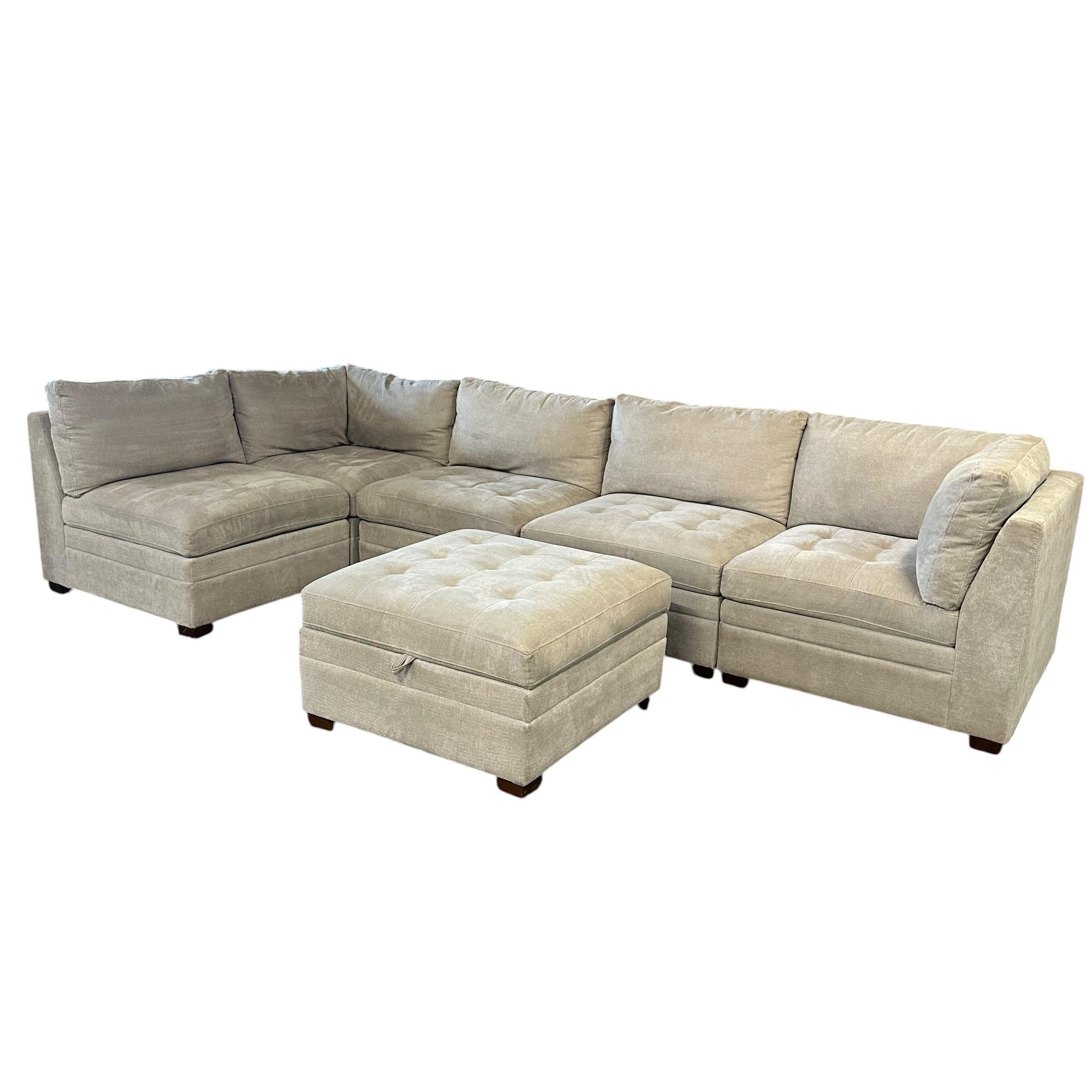Modular 6 Pc Sectional with Matching Storage Ottoman