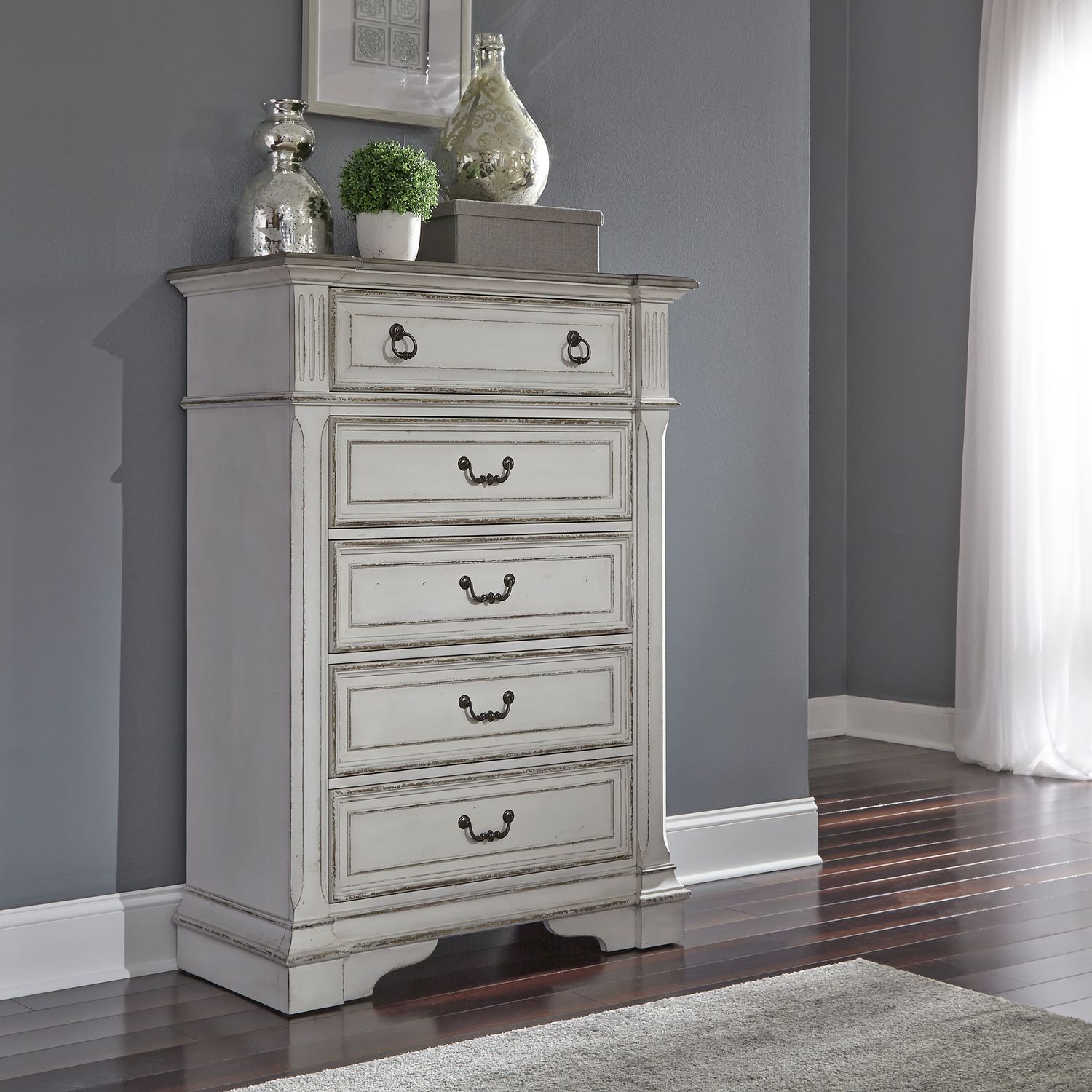 King California Sleigh Bed, Dresser & Mirror, Chest, Night Stand