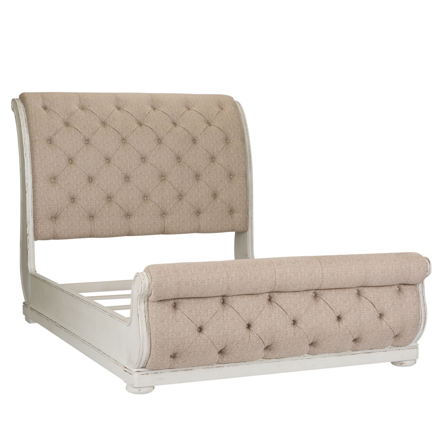King Uph Sleigh Bed, Dresser & Mirror
