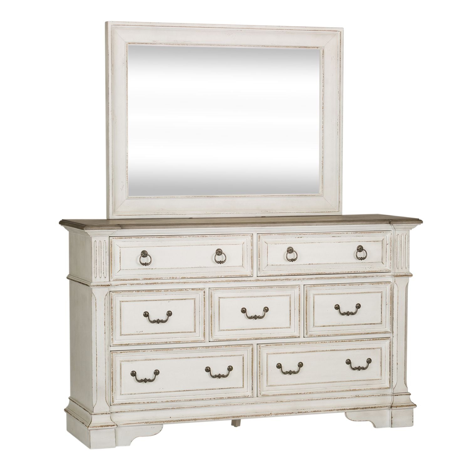 King Uph Sleigh Bed, Dresser & Mirror
