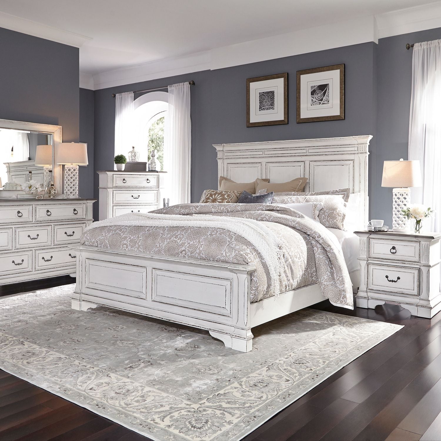 Queen Panel Bed, Dresser & Mirror, Chest, Night Stand