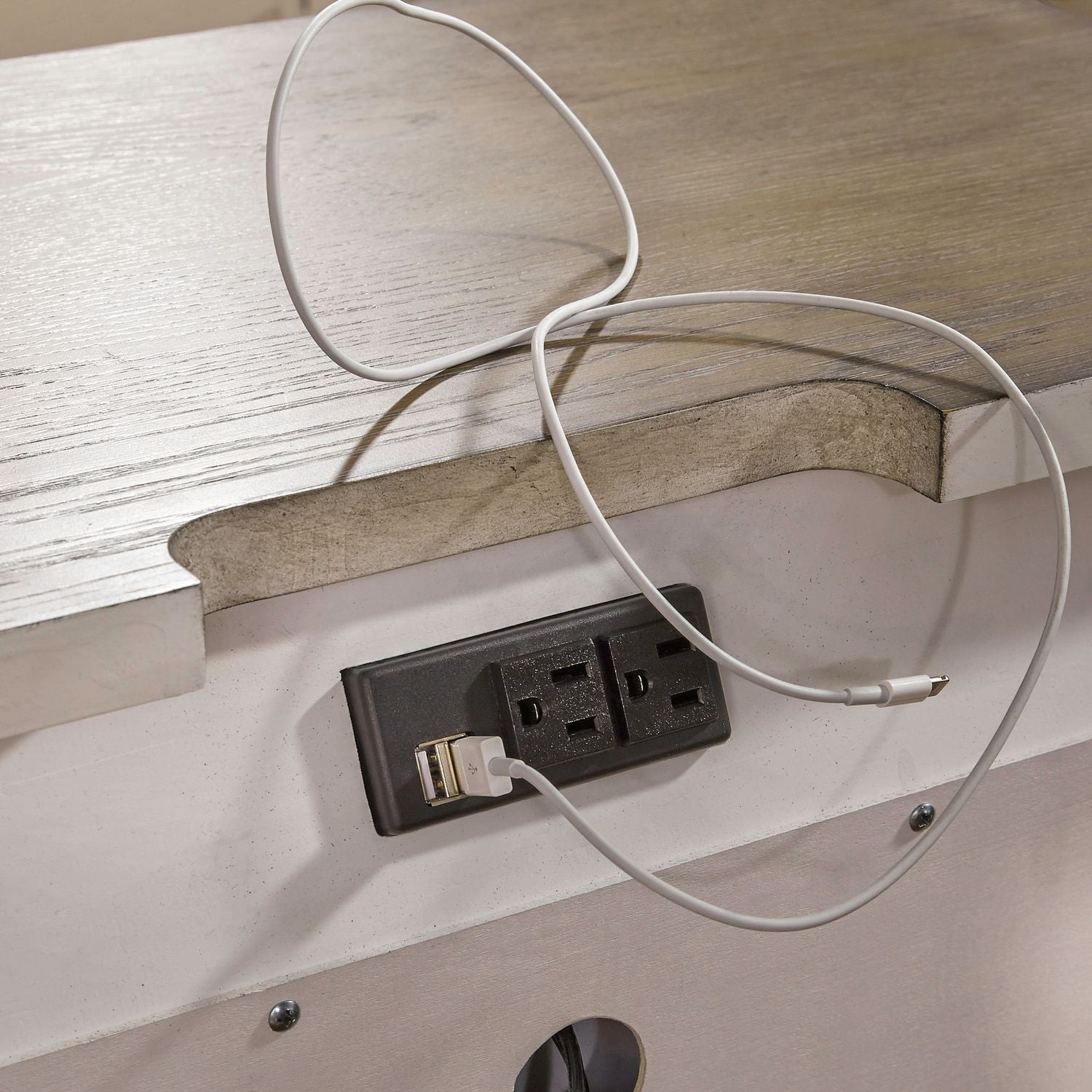 2 Drawer Night Stand w/ Charging Station
