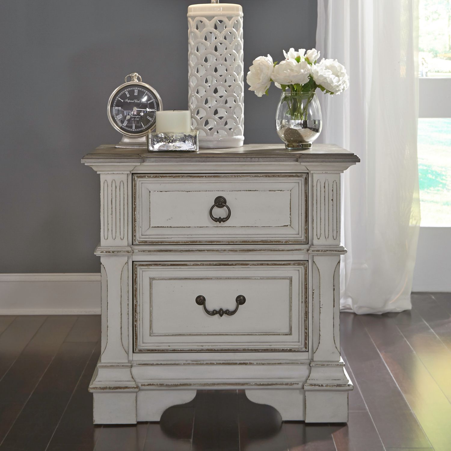 2 Drawer Night Stand w/ Charging Station