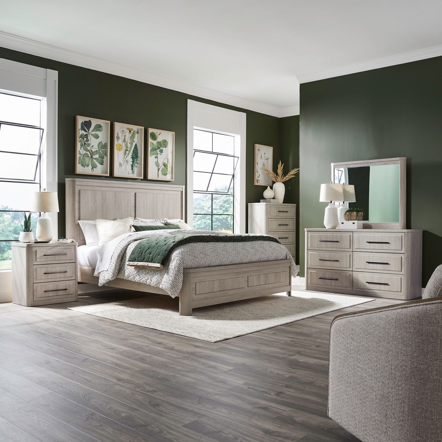 Queen Panel Bed, Dresser & Mirror, Chest, Night Stand