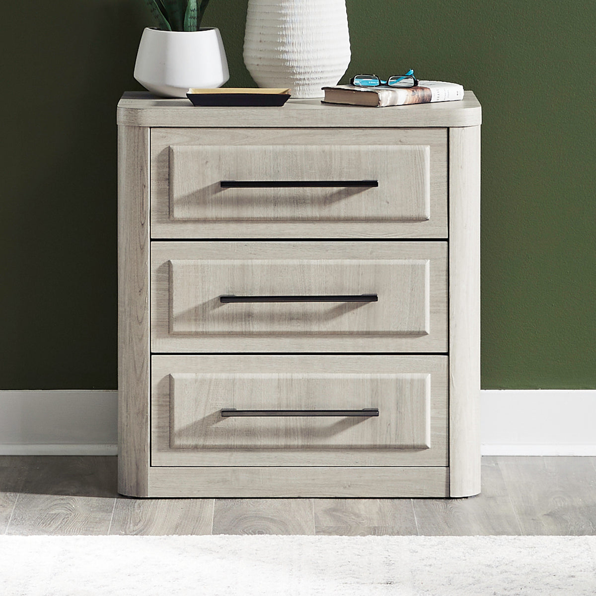 Modern Play 3 Drawer Nightstand with Charging Station
