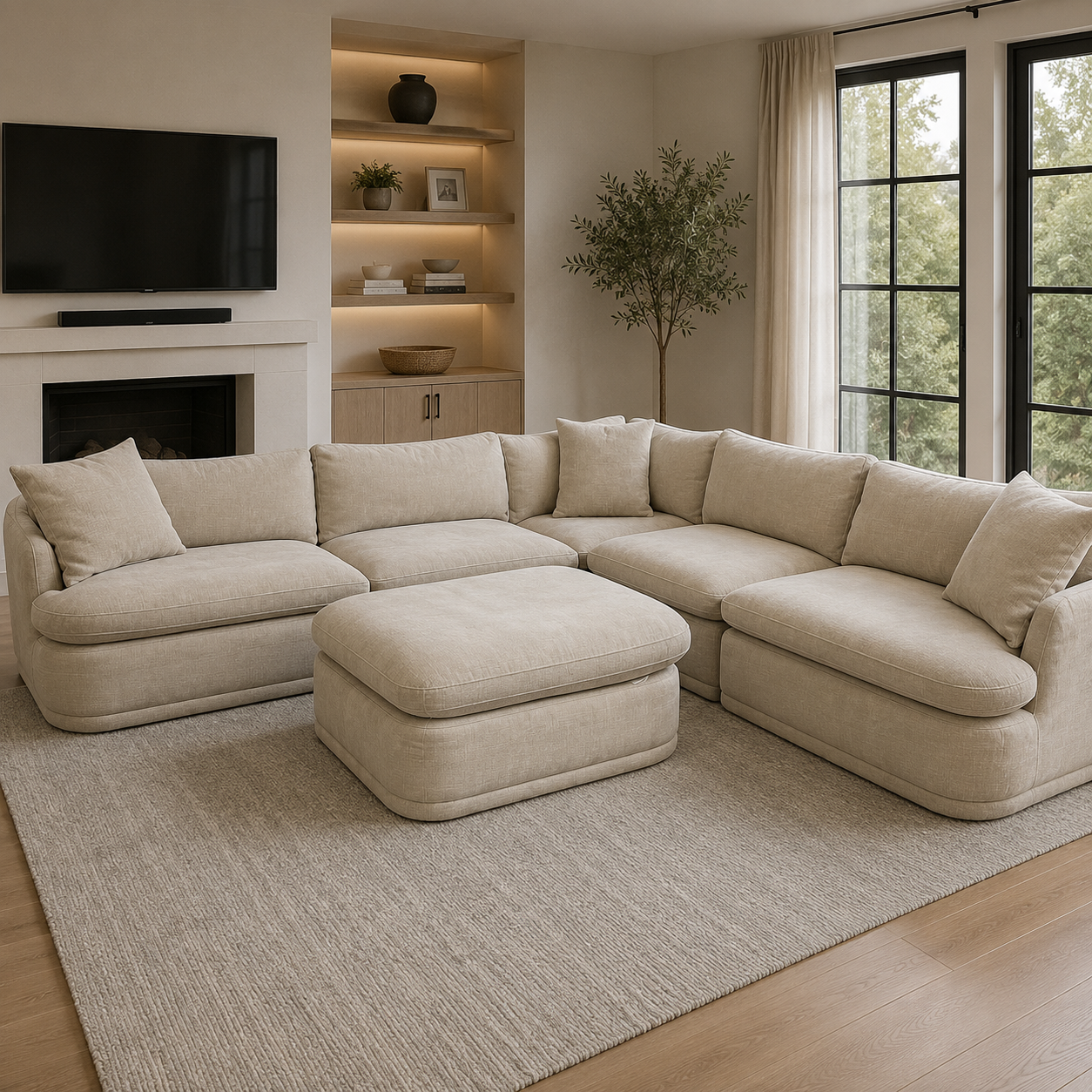 Modular 6 Pc Sectional Cloud Sofa in Gray