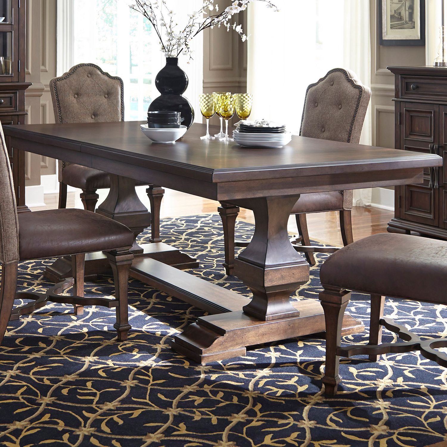 5 Piece Double Pedestal Table Set