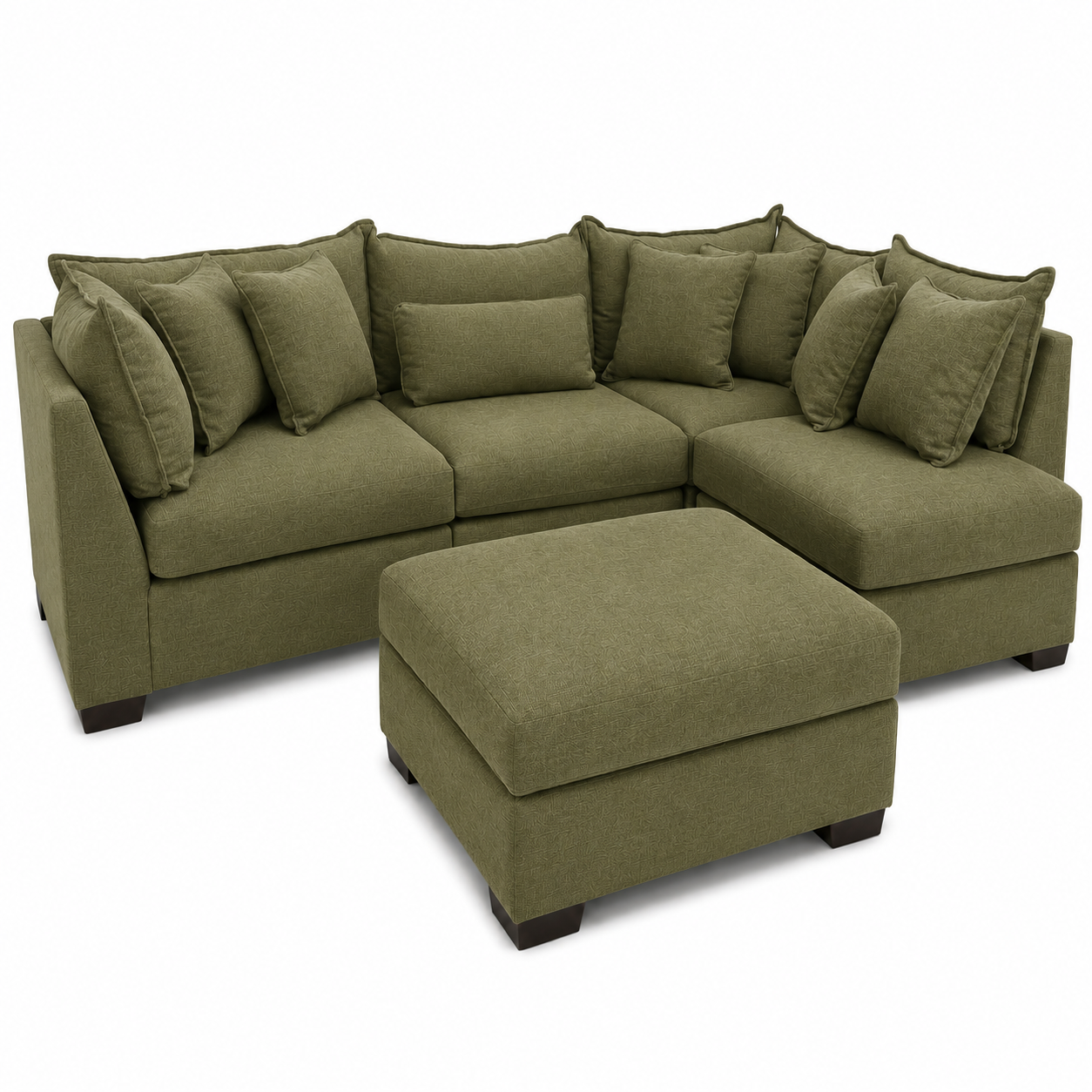 Alina 4 Pc Corner Sectional with Storage Ottoman in Ivory