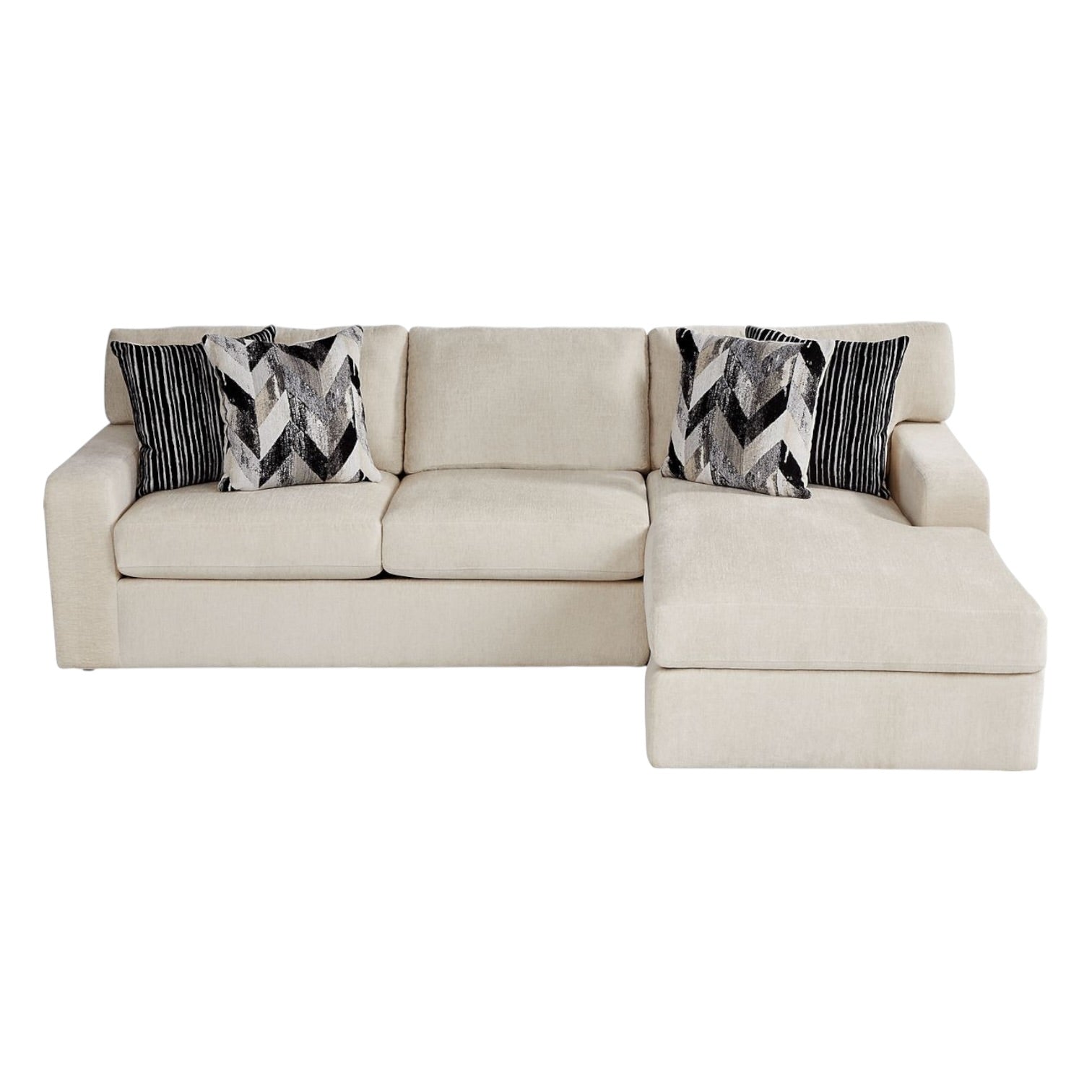 Ellington Sectional with Right Facing Chaise in Cream
