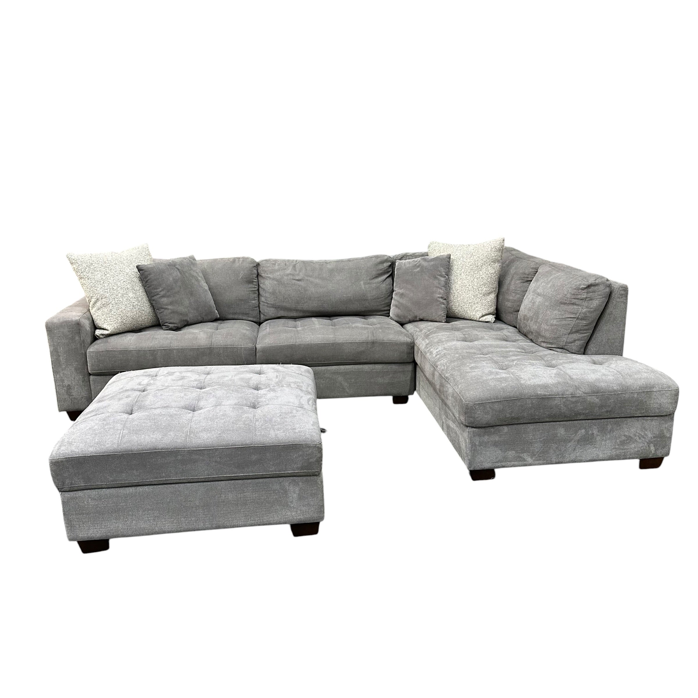 Sectional with RAF Bumper Chaise and Matching Ottoman