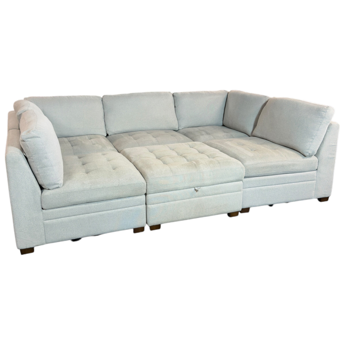 Tufted Modular 6 Pc Sectional with Storage Ottoman