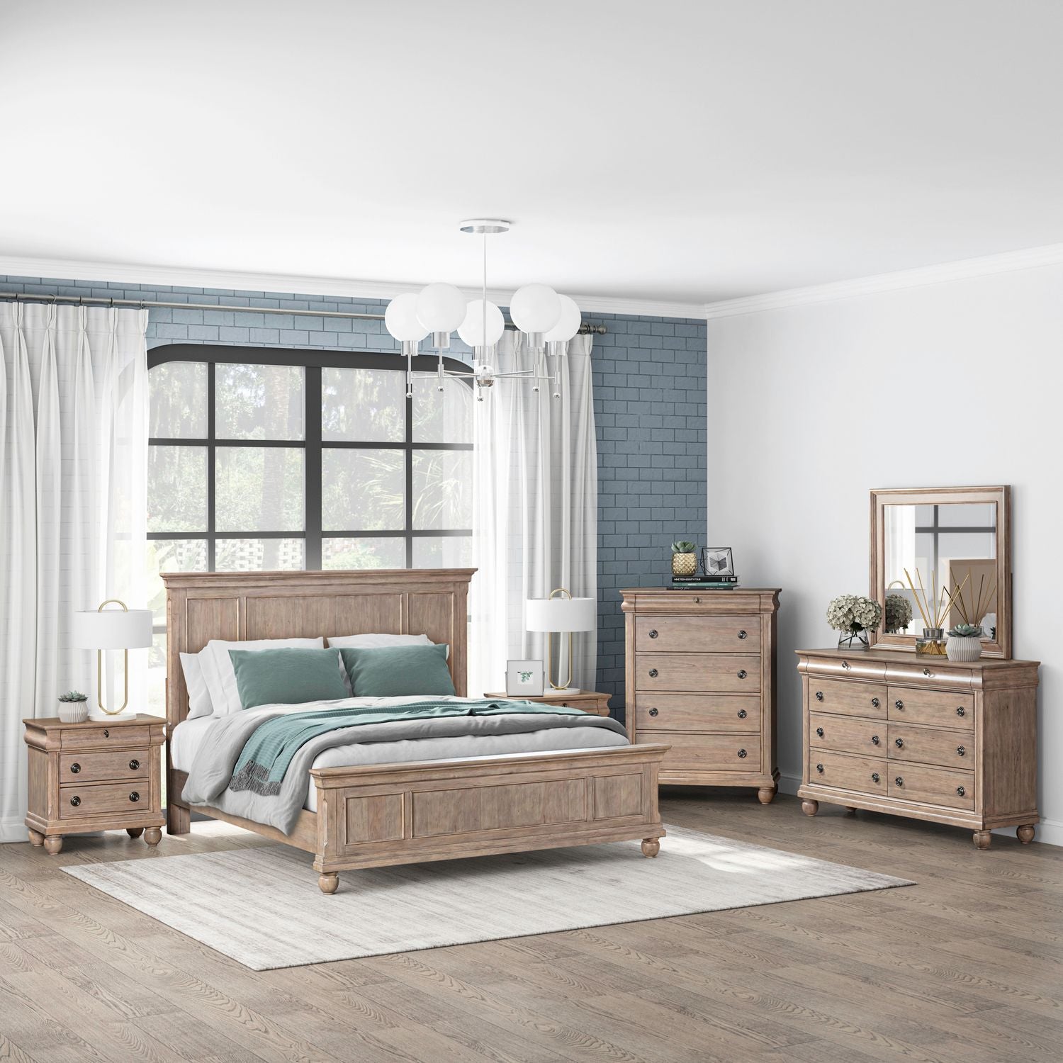 Queen Panel Bed, Dresser & Mirror, Chest, Night Stand