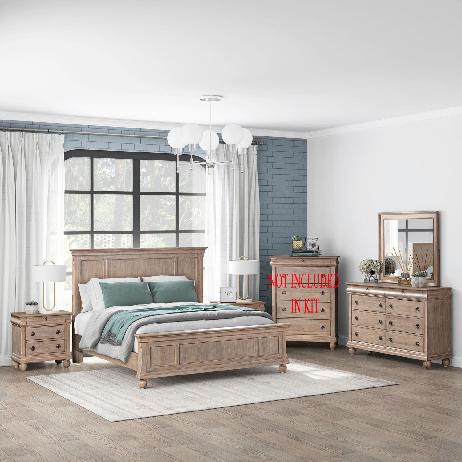 Queen Panel Bed, Dresser & Mirror, Night Stand