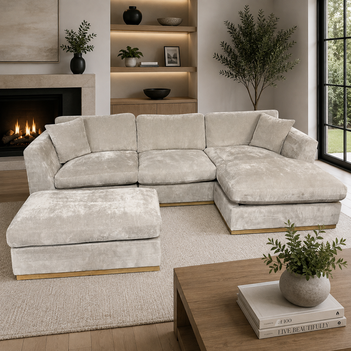 Sectional with Reversible Chaise and Ottoman in Gray