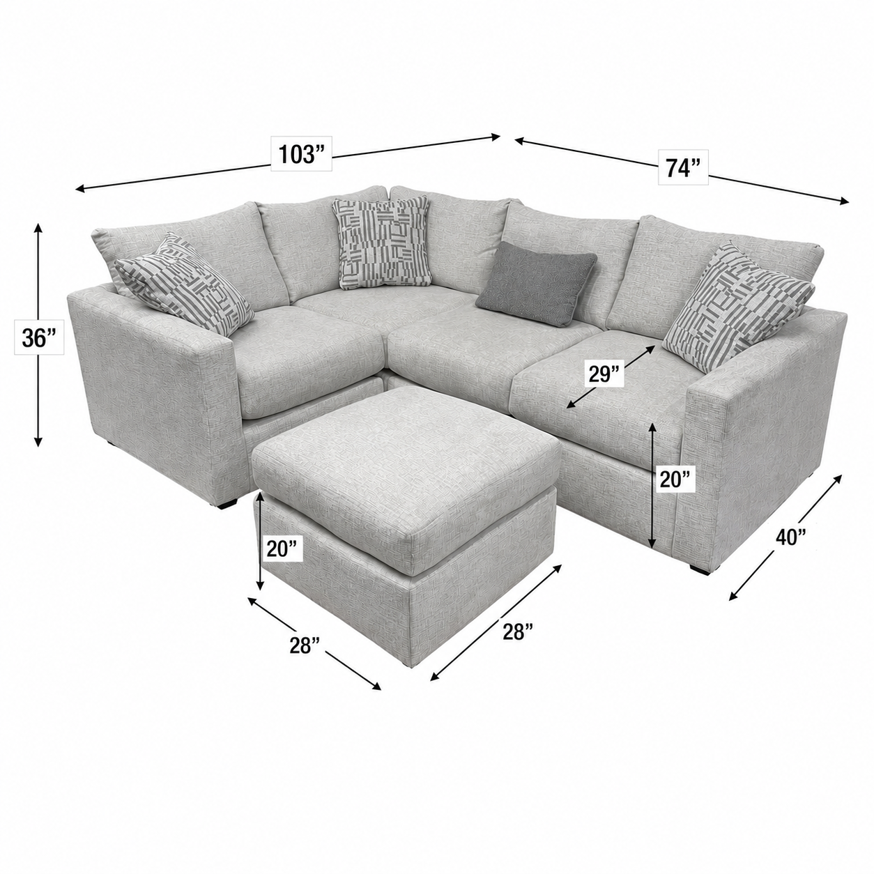 Parker 4 Pc Sectional with Ottoman