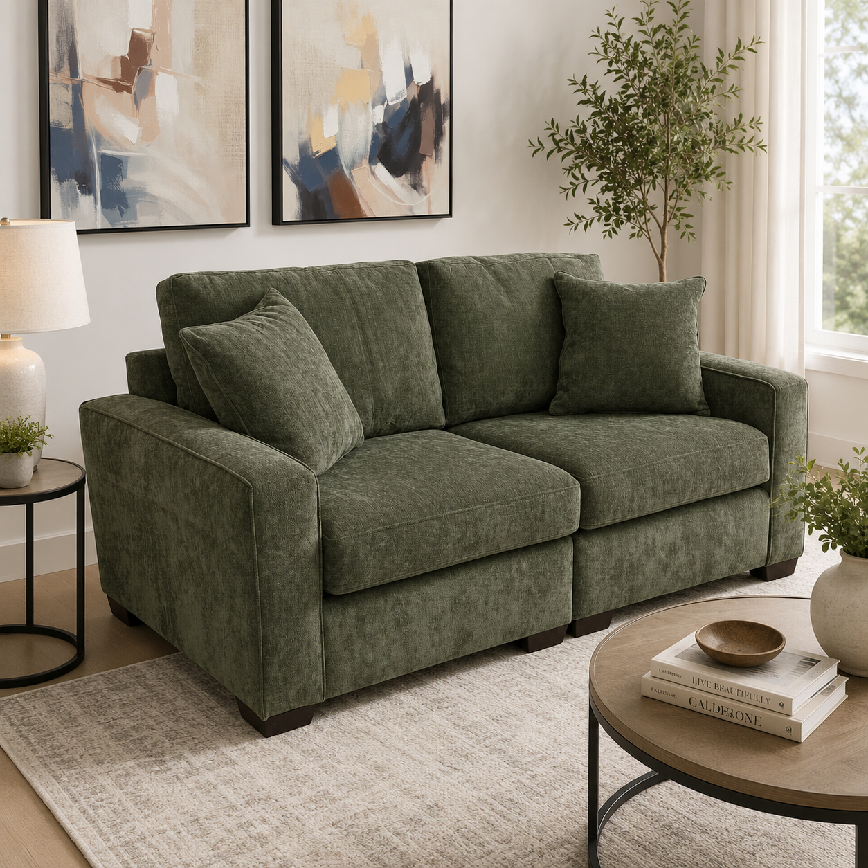 Alton 2 Pc Loveseat in Olive Green