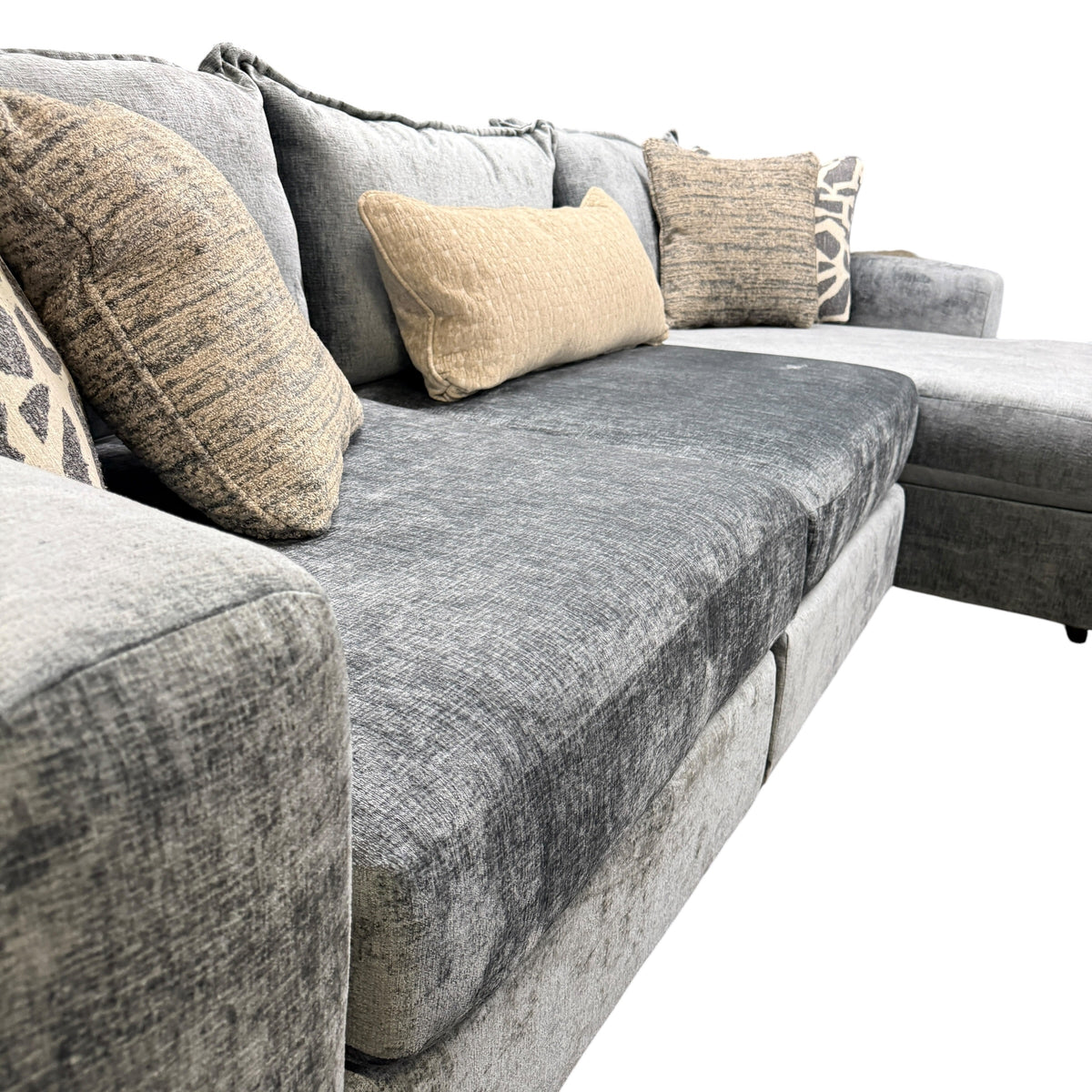 Wicker Sectional with RAF Chaise in Scarborough Steel