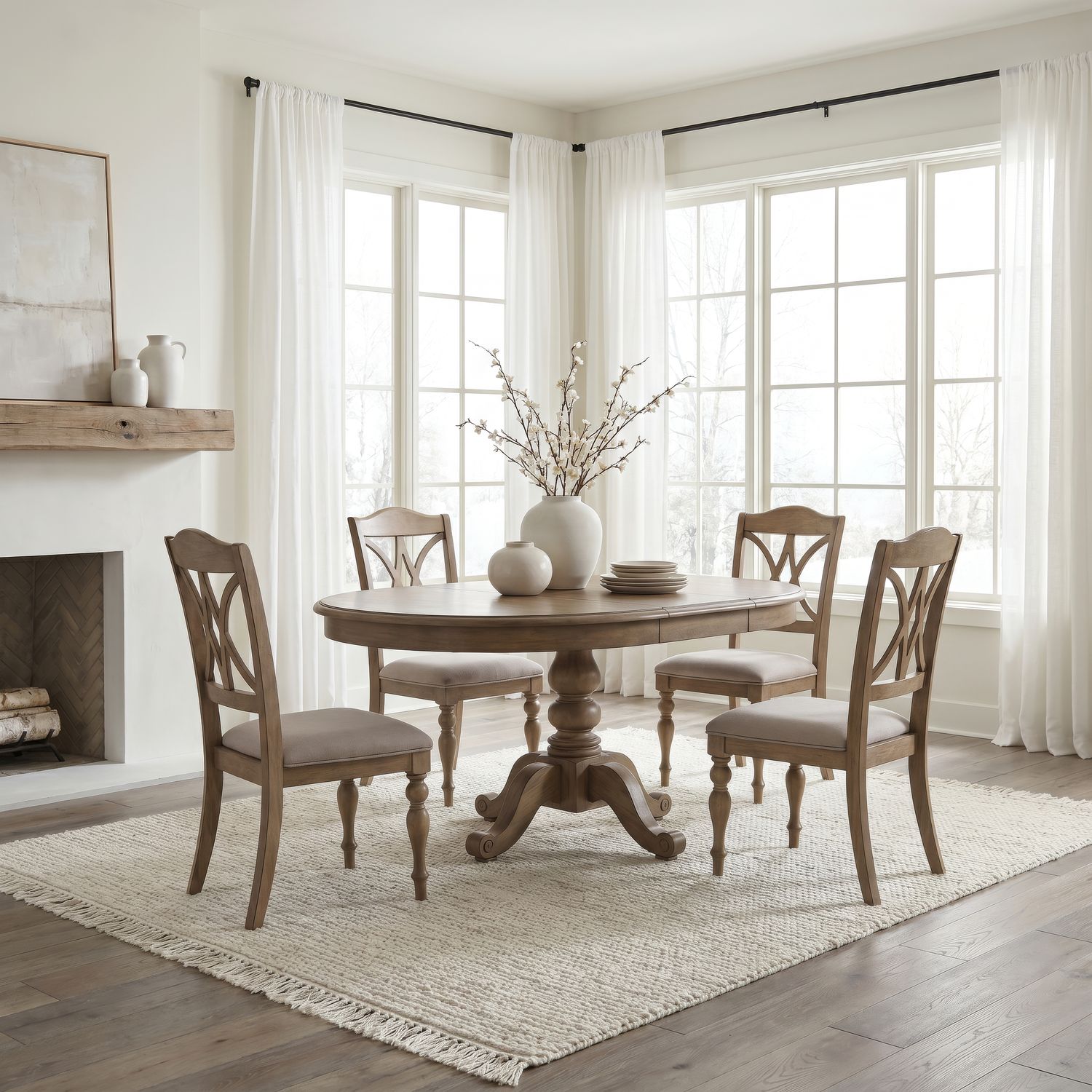 5 Piece Pedestal Table Set