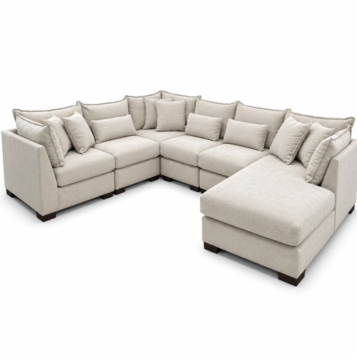 Alina 6 Piece Right Chaise U Shape Sectional in Ivory
