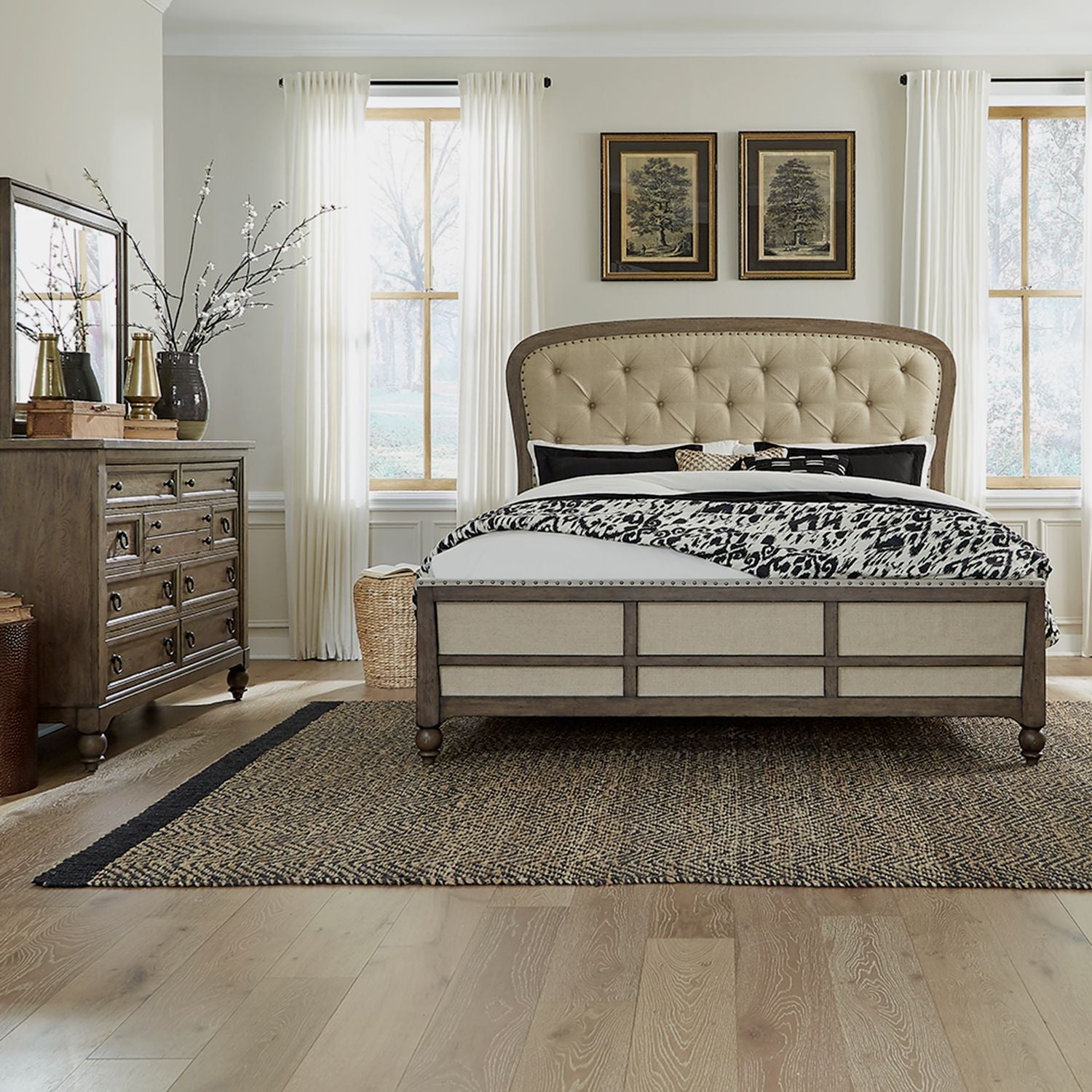 Queen Shelter Bed, Dresser & Mirror
