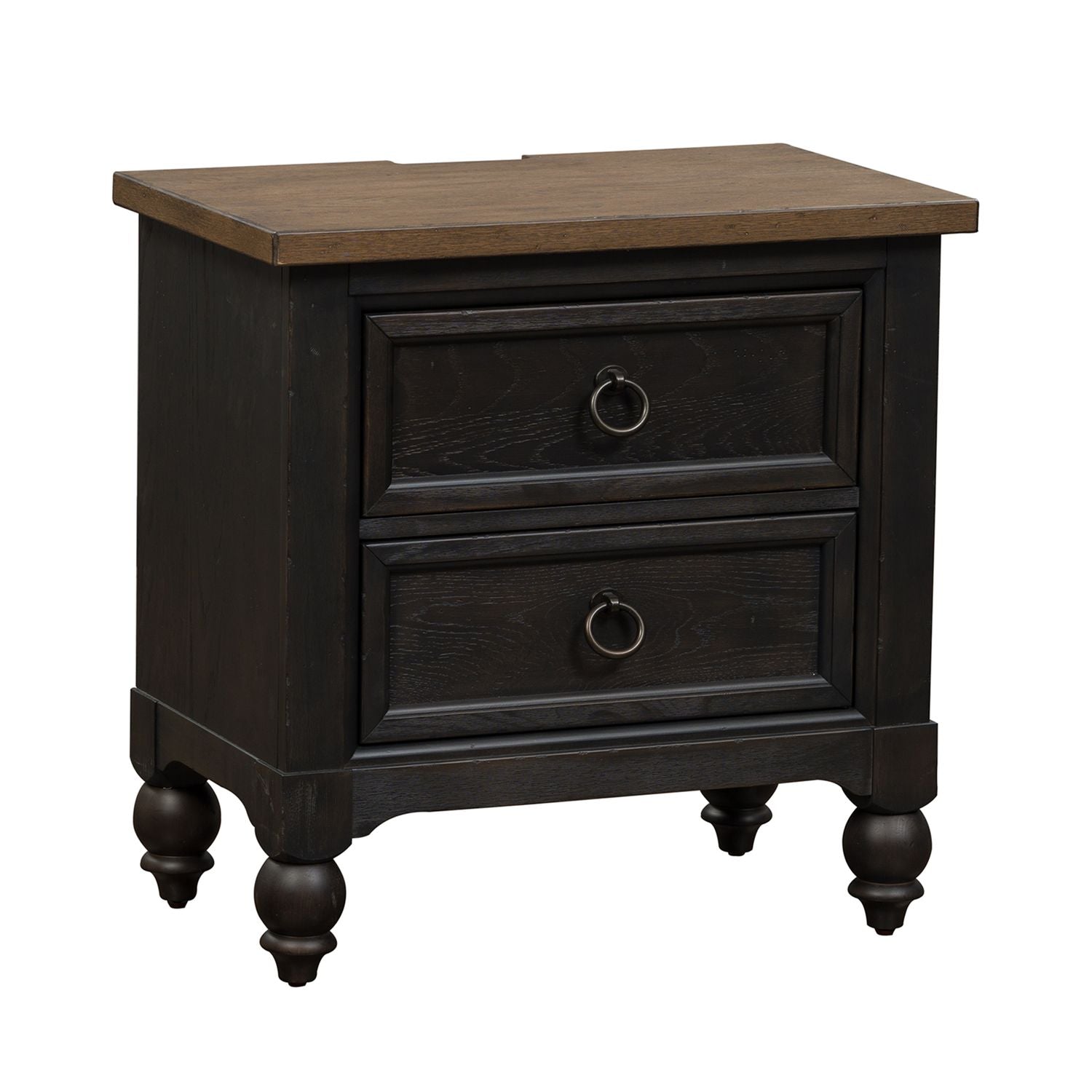 2 Drawer Night Stand w/ Charging Station - Black