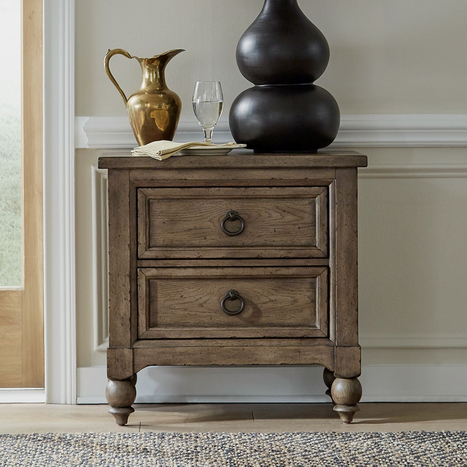 2 Drawer Night Stand w/ Charging Station