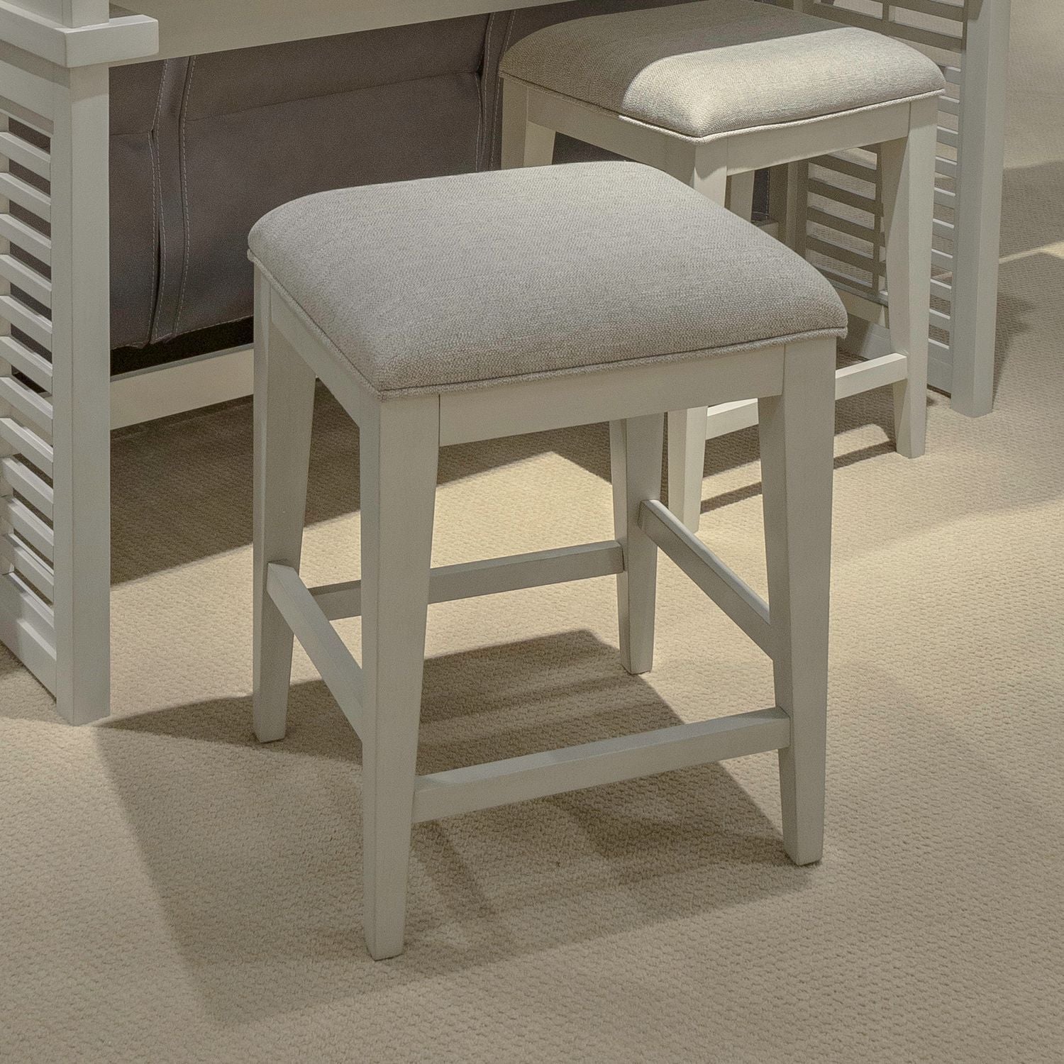 Berkley Square - Upholstered Console Stool - Linen & Khaki
