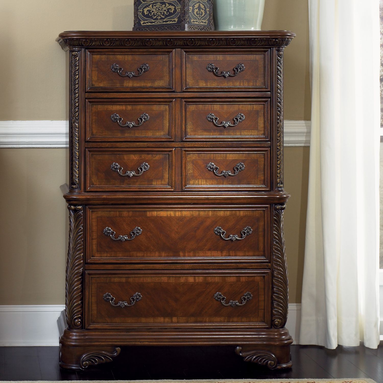 Queen Sleigh Bed, Dresser & Mirror, Chest