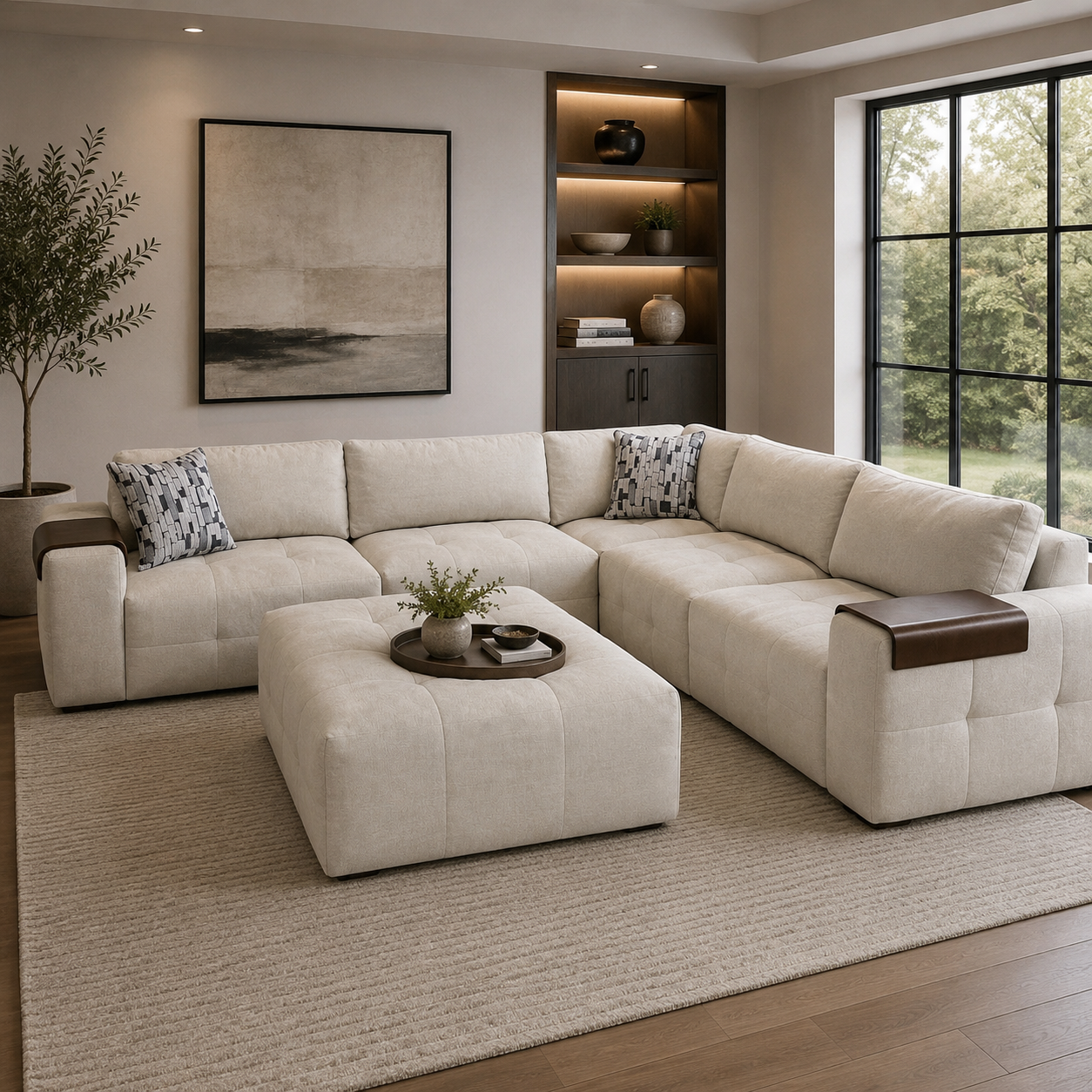 Modular 6-Piece Sectional with Ottoman