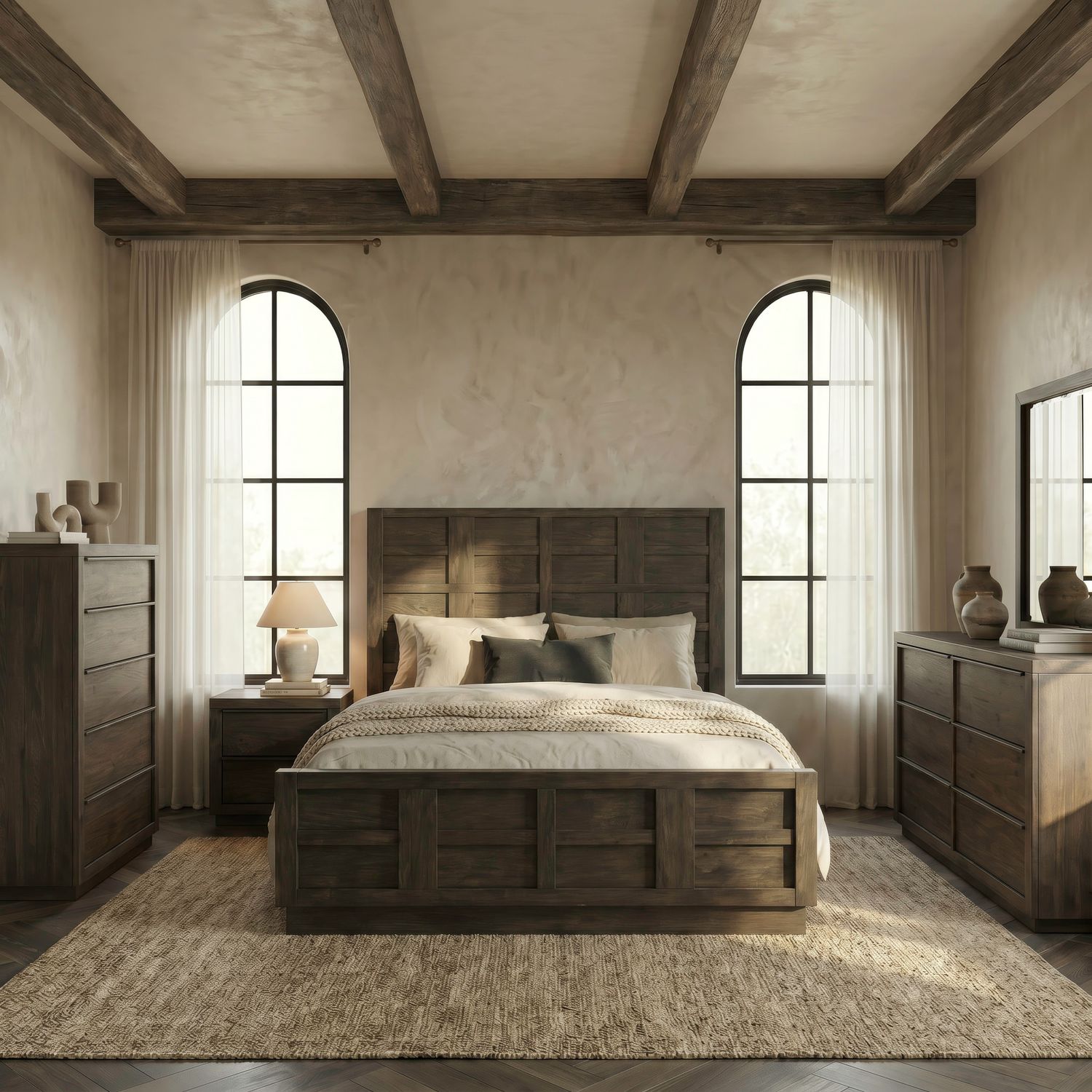 Queen Panel Bed, Dresser & Mirror, Chest, Night Stand
