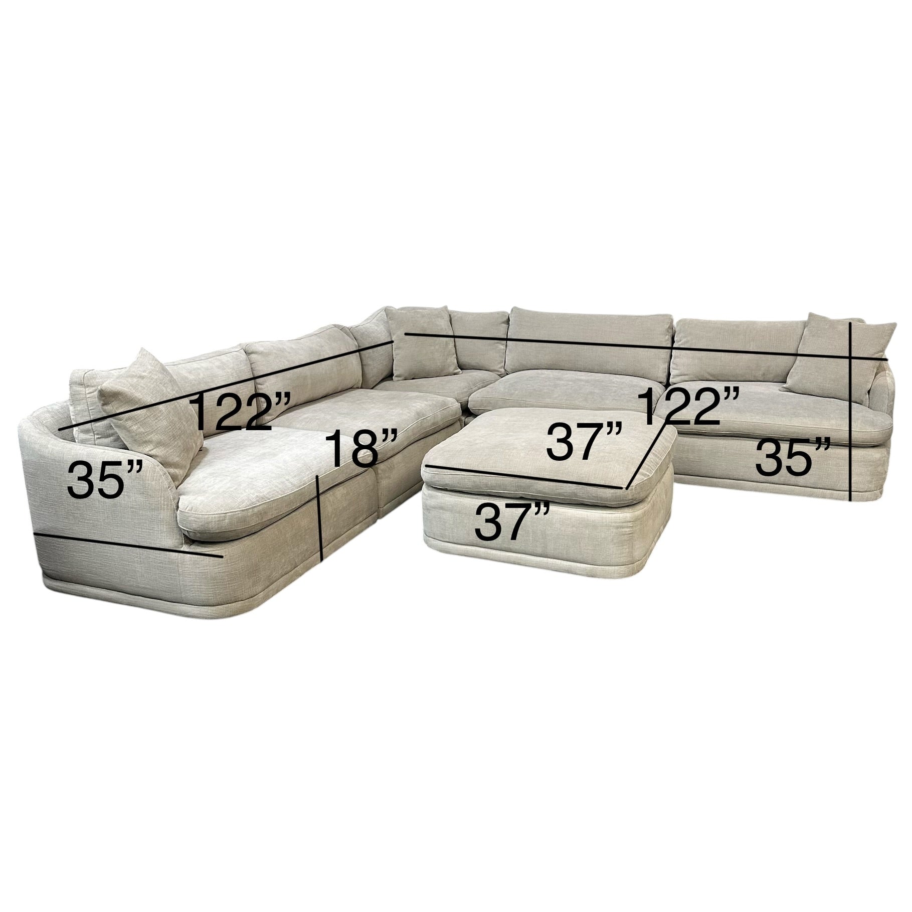 Modular 6 Pc Sectional Cloud Sofa in Gray