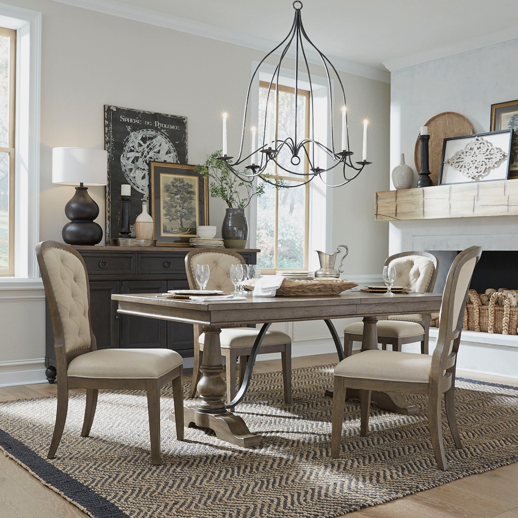 Americana Farmhouse - Dining Room Trestle Table Set