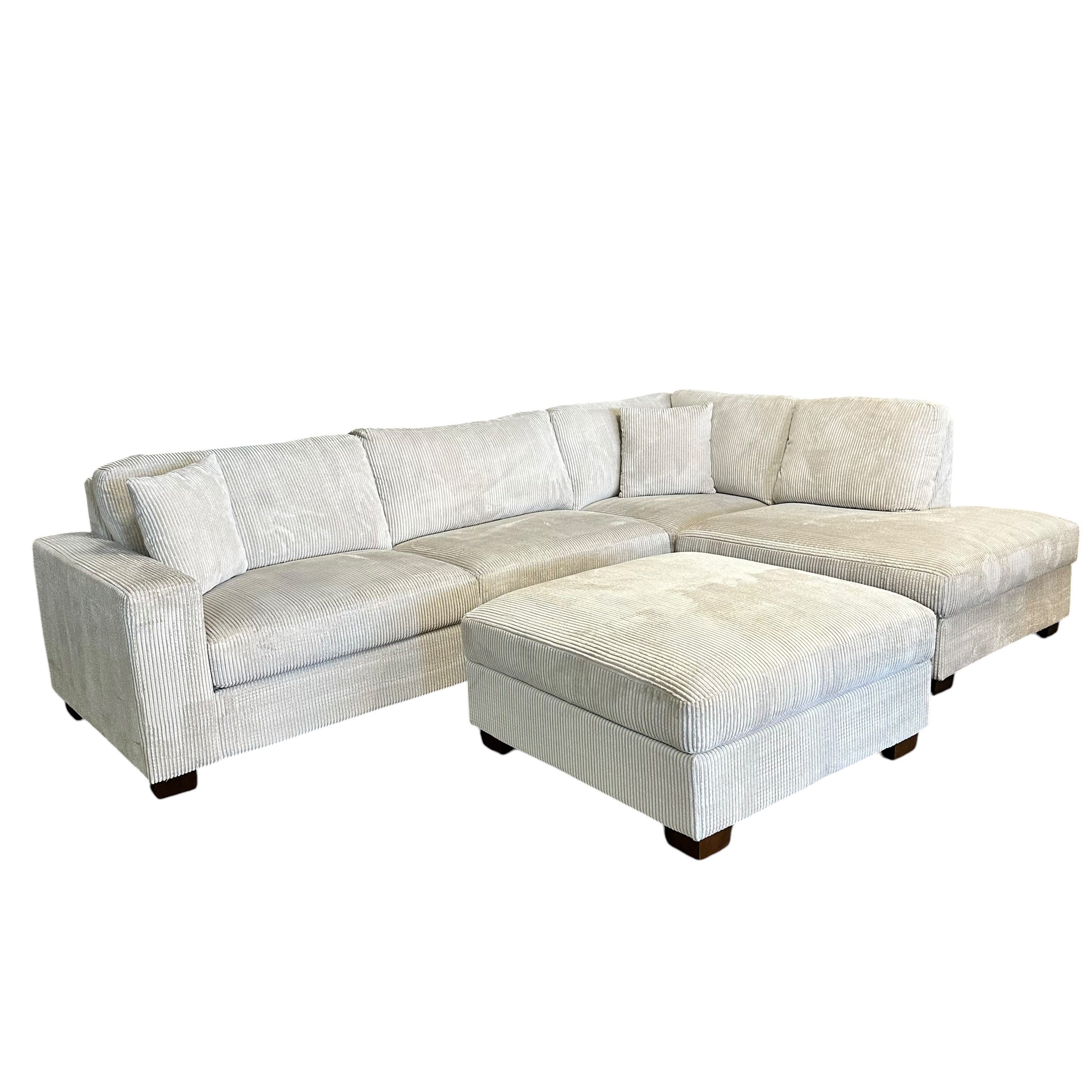 Sectional with RAF Bumper Chaise and Matching Ottoman