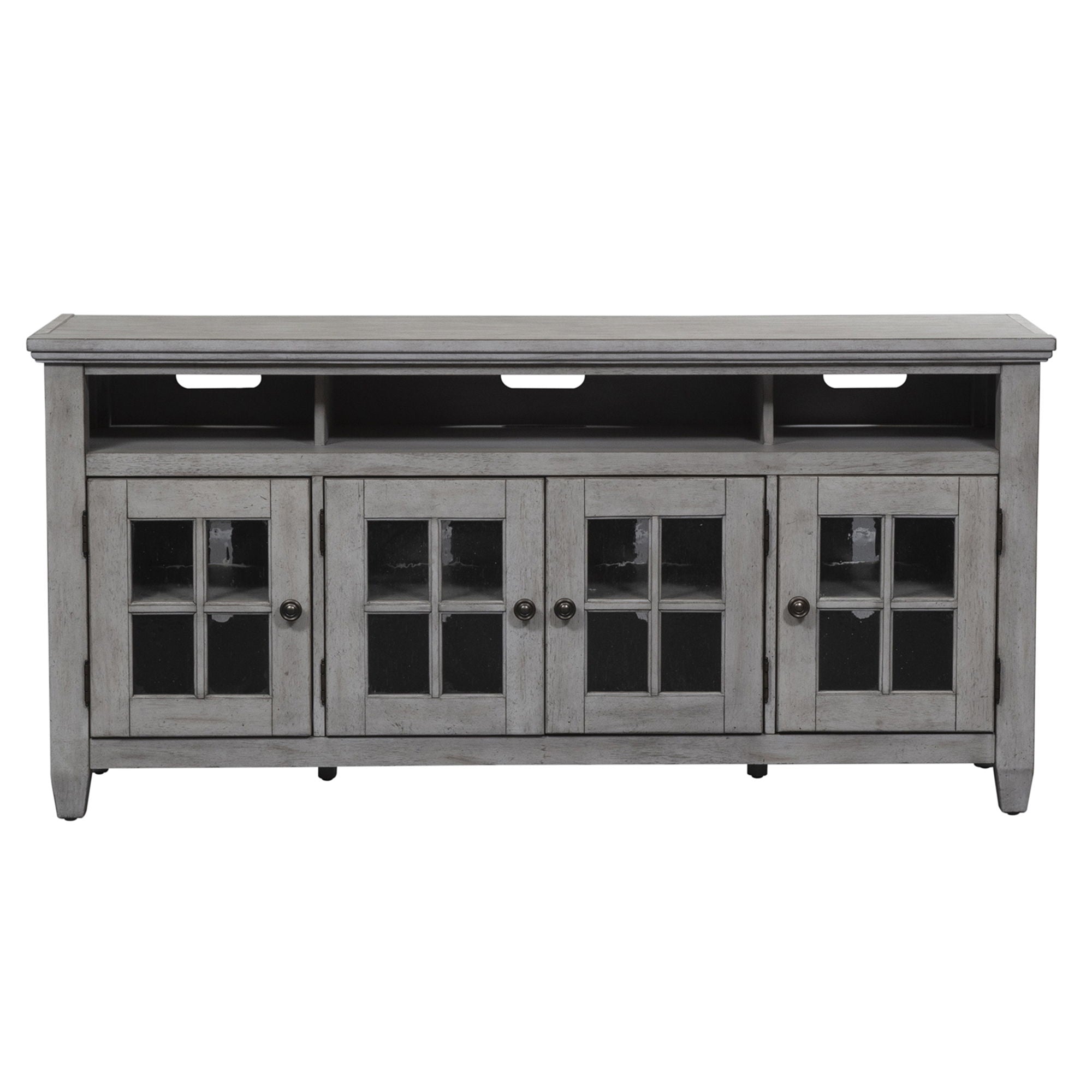 Heartland - Entertainment TV Stand - Antique White / Tobacco Tops