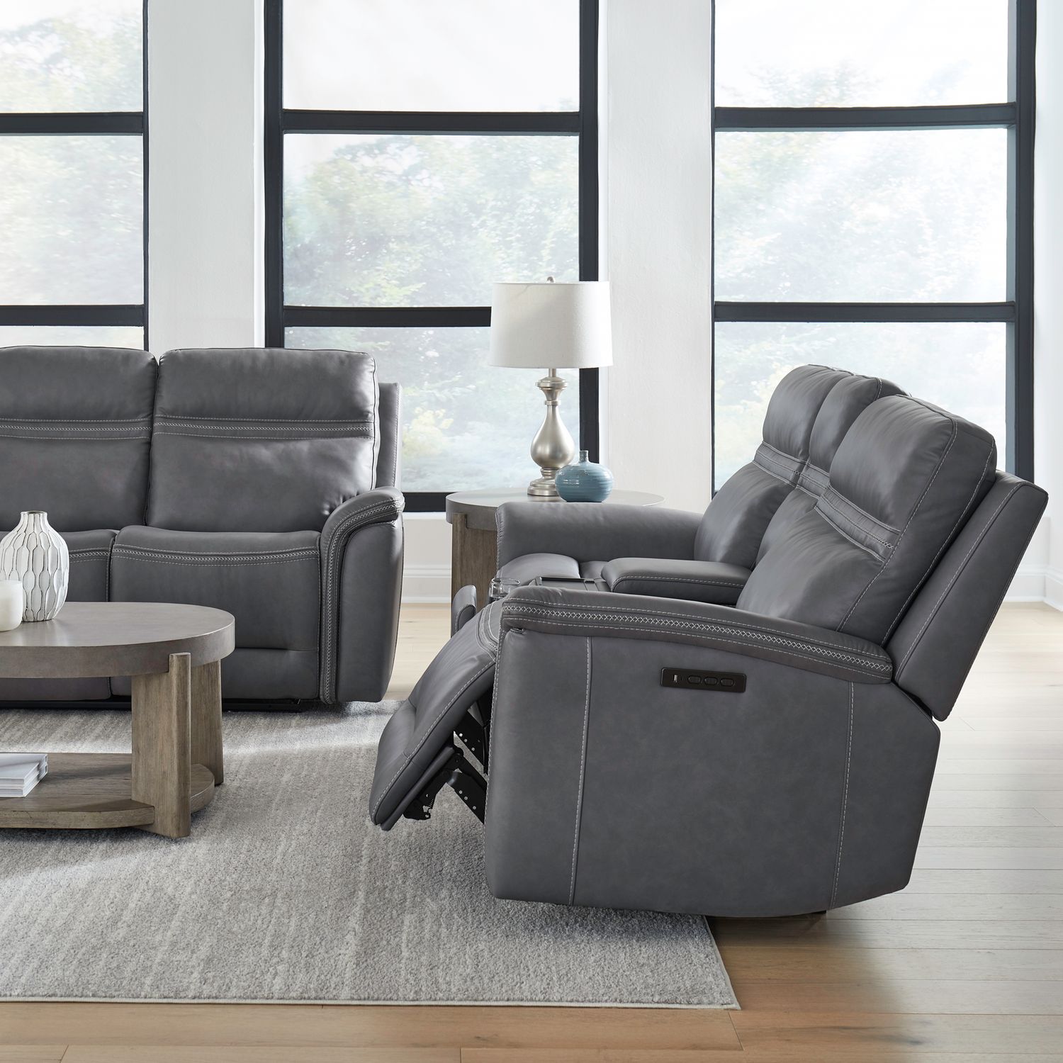 Loveseat w/Console P3 & ZG - Blue Gray