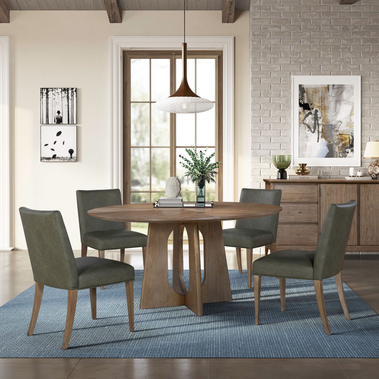 5 Piece Round Ped Table Set