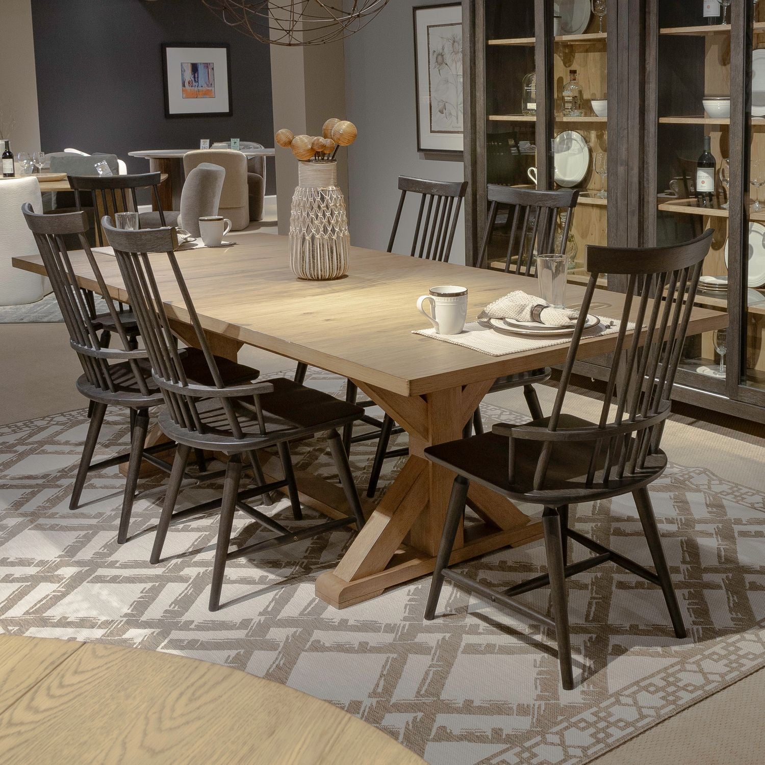 7 Piece Trestle Table Set